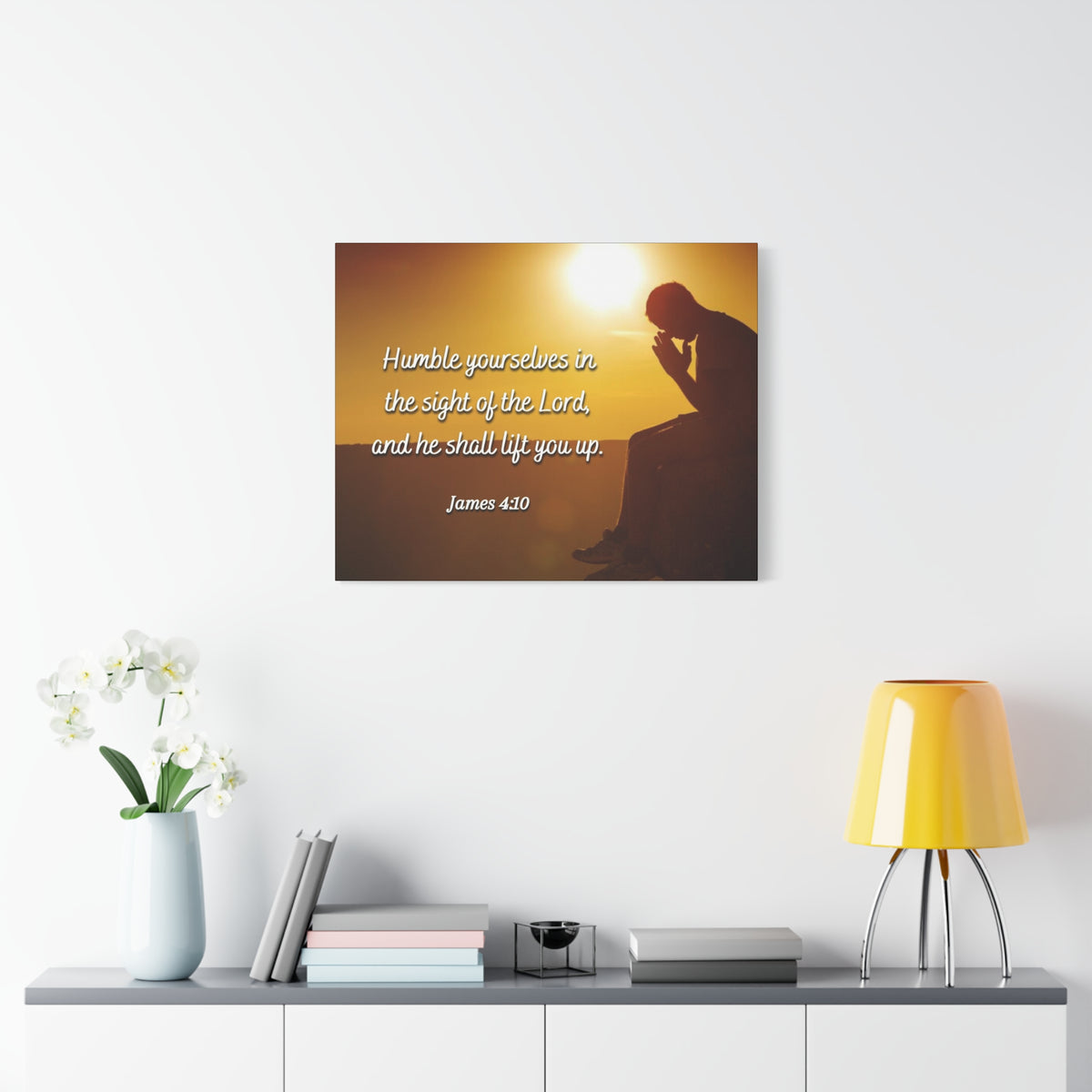 Scripture Canvas Humble Yourselves James 4:10 Christian Wall Art Bible Verse Print Ready to Hang