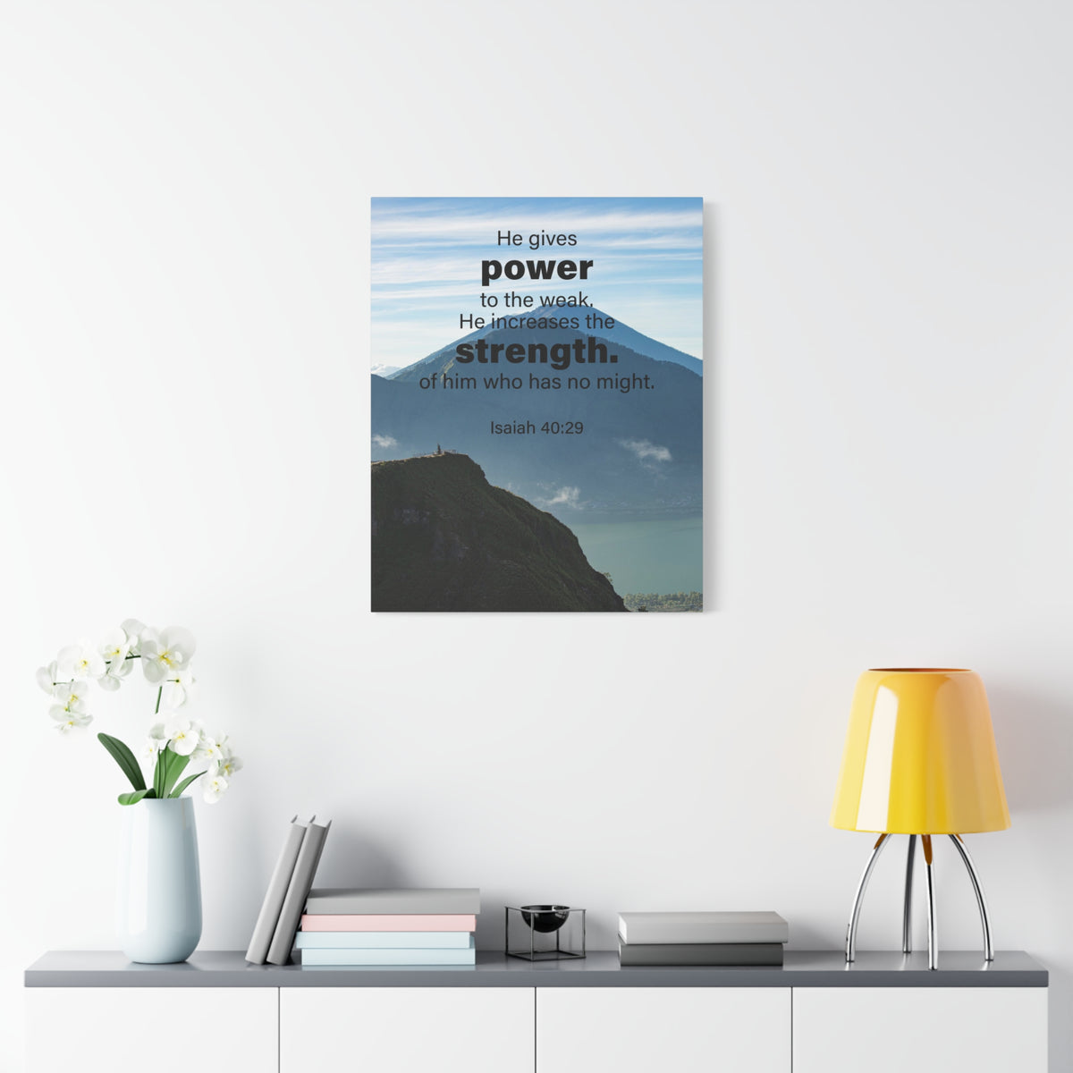 Scripture Canvas Power to the Weak Isaiah 40:29 Christian Wall Art Bible Verse Print Ready to Hang