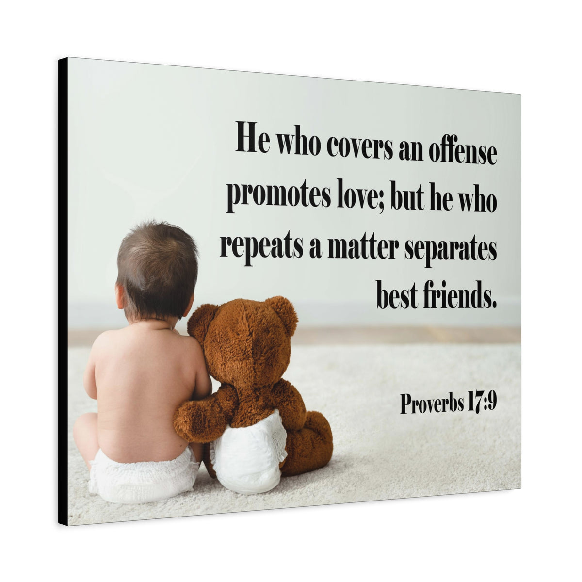 Scripture Canvas Best Friends Proverbs 17:9 Christian Wall Art Bible Verse Print Ready to Hang