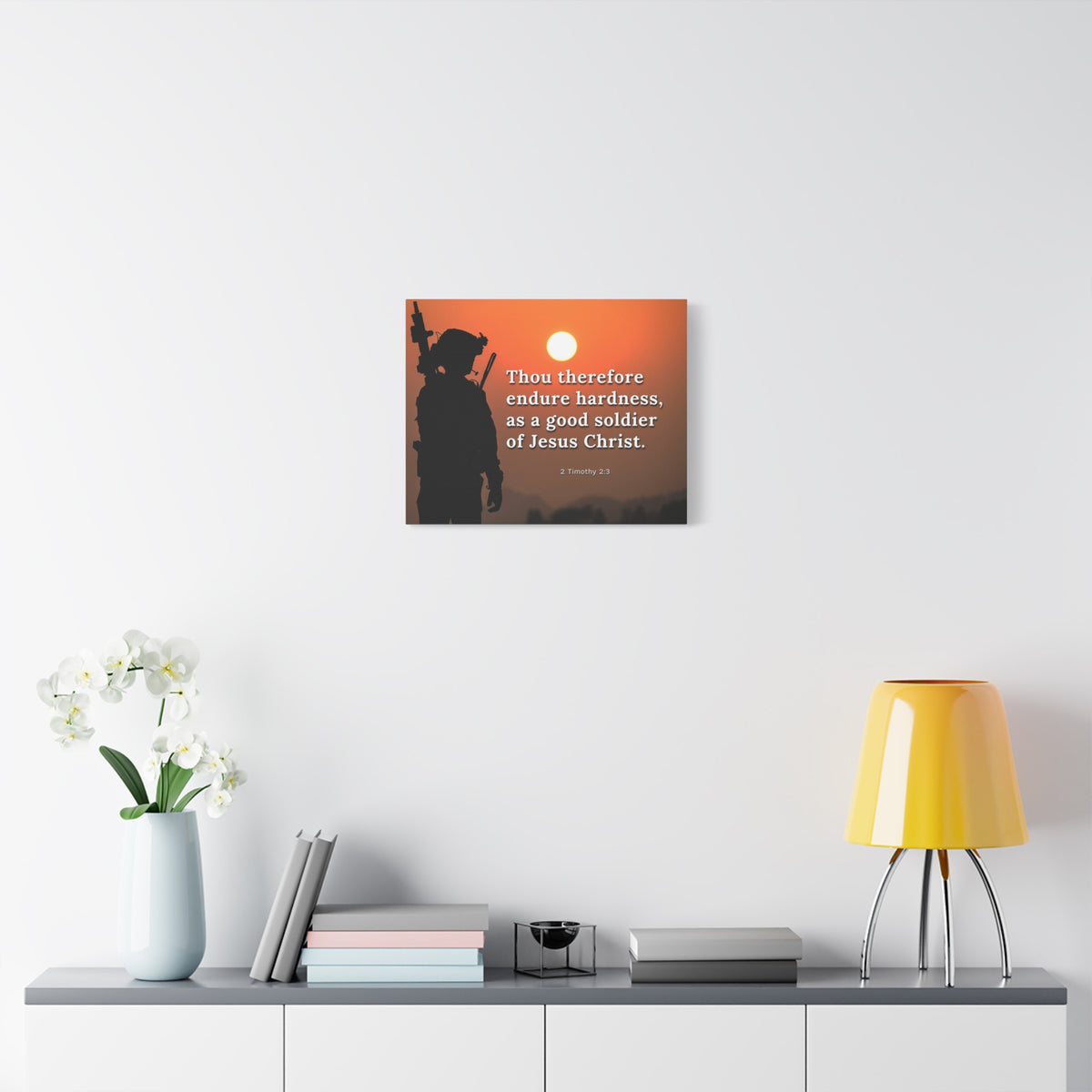 Scripture Canvas Endure Hardness 2 Timothy 2:3 Christian Wall Art Bible Verse Print Ready to Hang