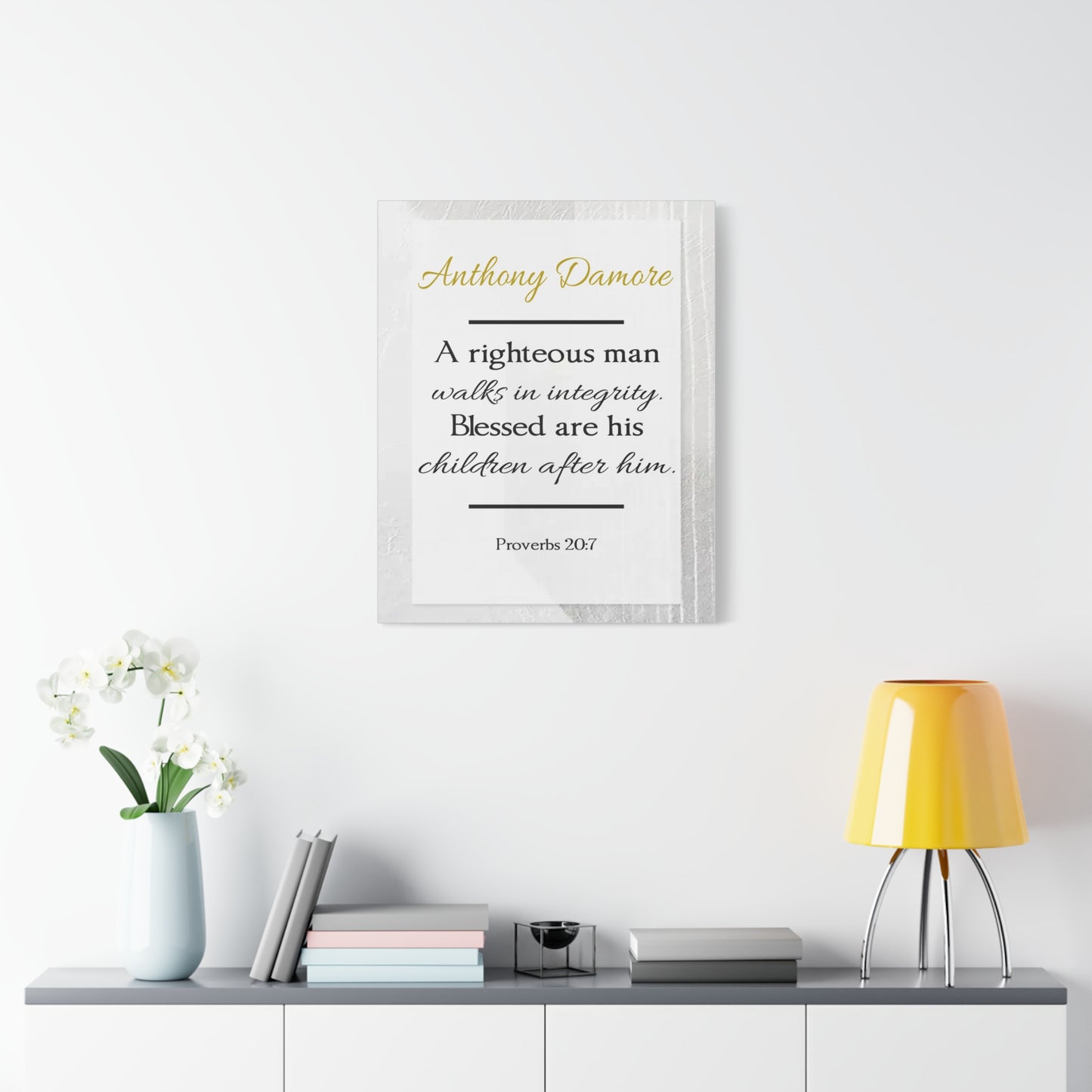 Scripture Walls Personalized A Righteous Man Proverbs 20:7 Bible Chapter Canvas Christian Wall Art Ready to Hang
