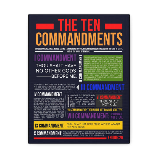 Ten Commandments Canvas Print Scripture Wall Art Christian Home Decor