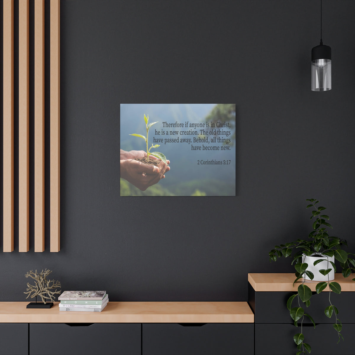 Scripture Canvas Anyone is a New Creation 2 Corinthians 5:17 Christian Wall Art Bible Verse Print Ready to Hang