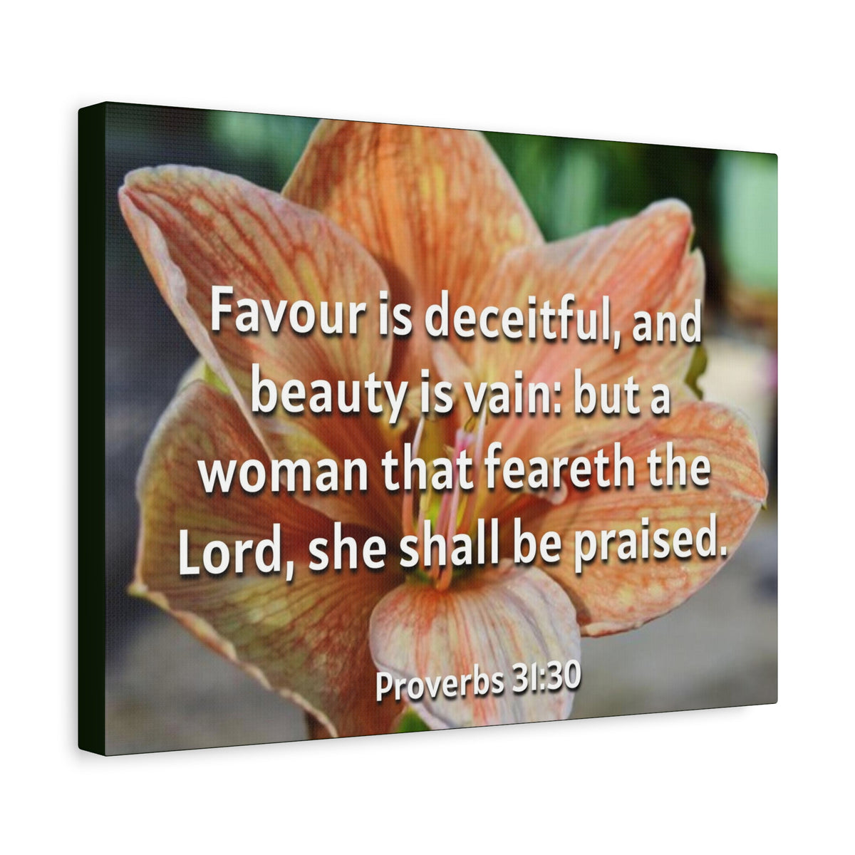 Scripture Canvas She Shall Be Praised Proverbs 31:30 Christian Wall Art Bible Verse Print Ready to Hang