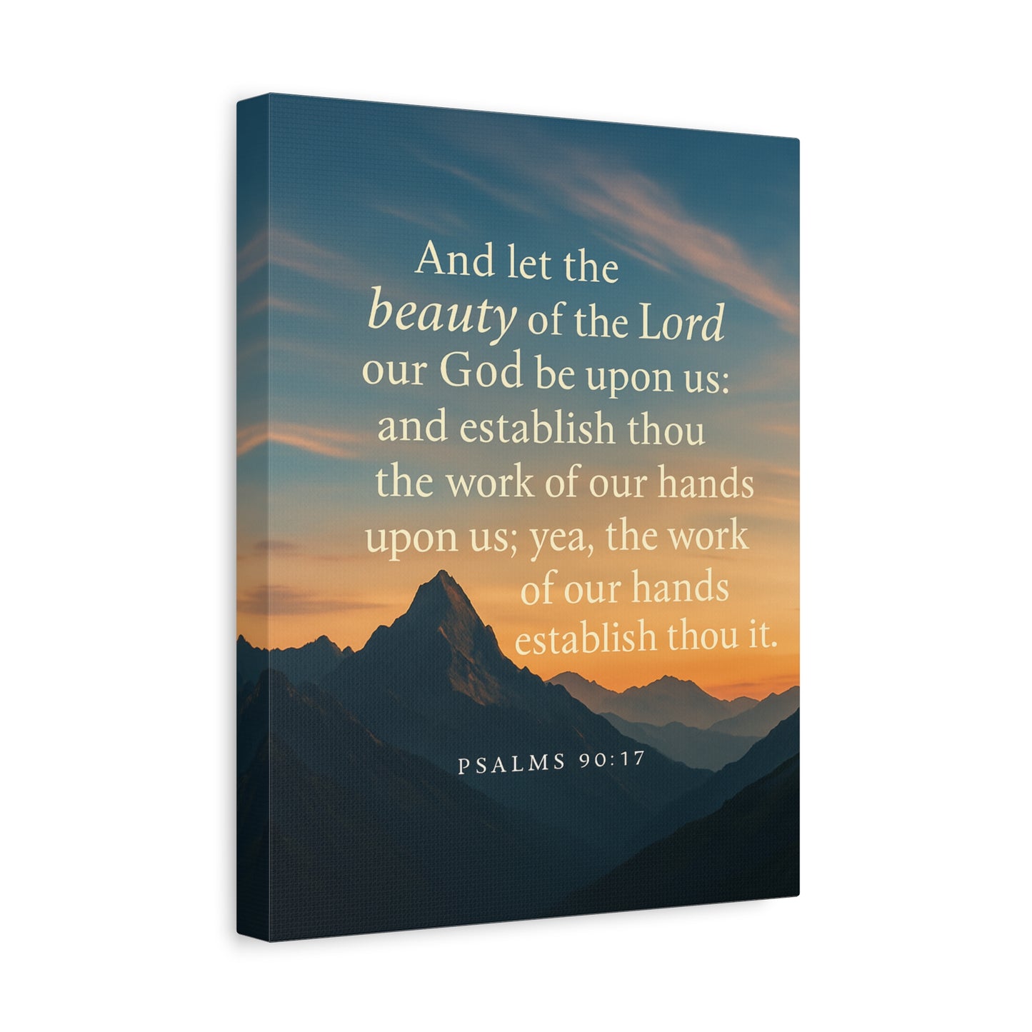 Bible Verse Canvas Psalms 90:17 Christian Home Décor Wall Art Scripture Ready to Hang Faith Print