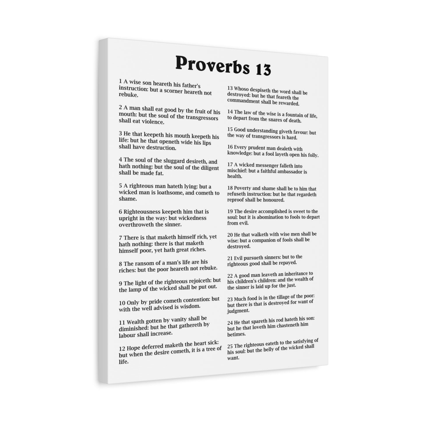 Scripture Walls Proverbs Chapter 13 White Bible Canvas Christian Wall Art Ready to Hang Unframed