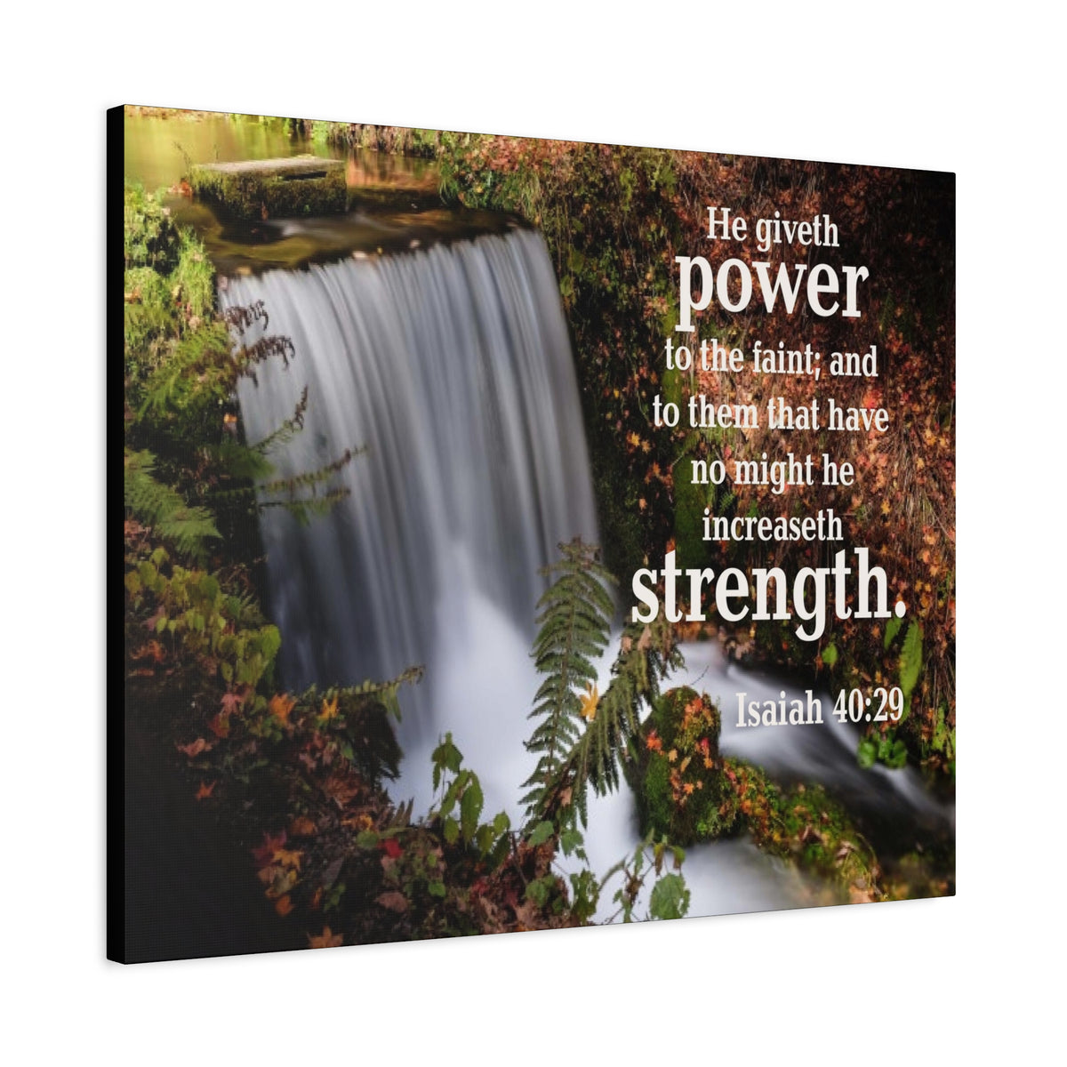 Scripture Canvas He Giveth Power and Strength Isaiah 40:29 Christian Wall Art Bible Verse Print Ready to Hang
