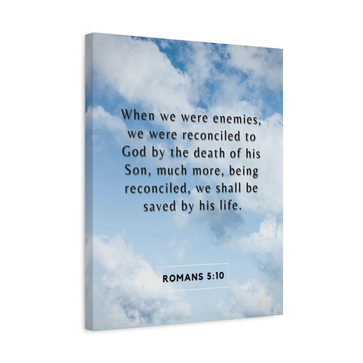 Scripture Canvas Saved By His Life Romans 5:10 Christian Wall Art Bible Verse Print Ready to Hang