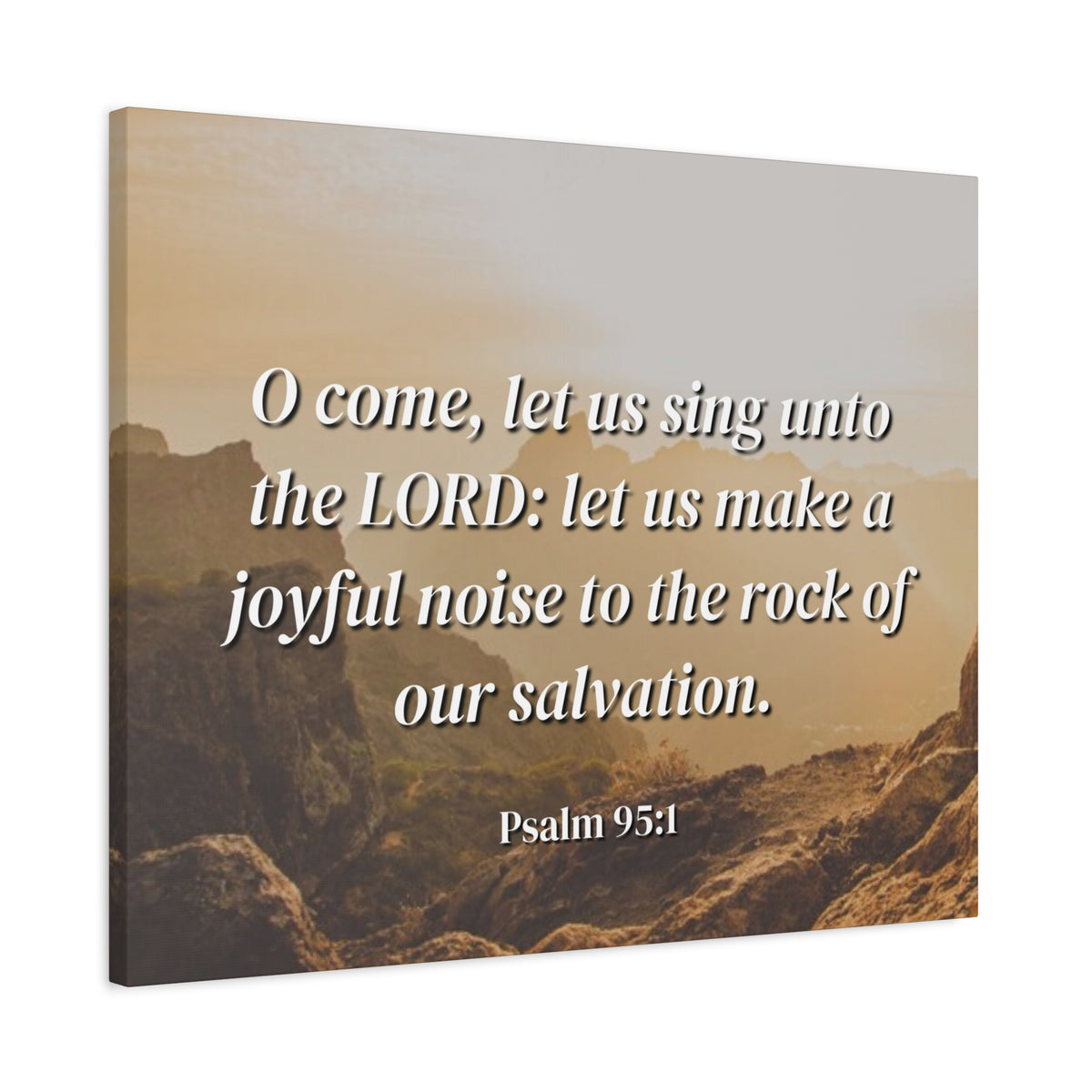Scripture Canvas Our Salvation Psalm 95:1 Christian Wall Art Bible Verse Print Ready to Hang