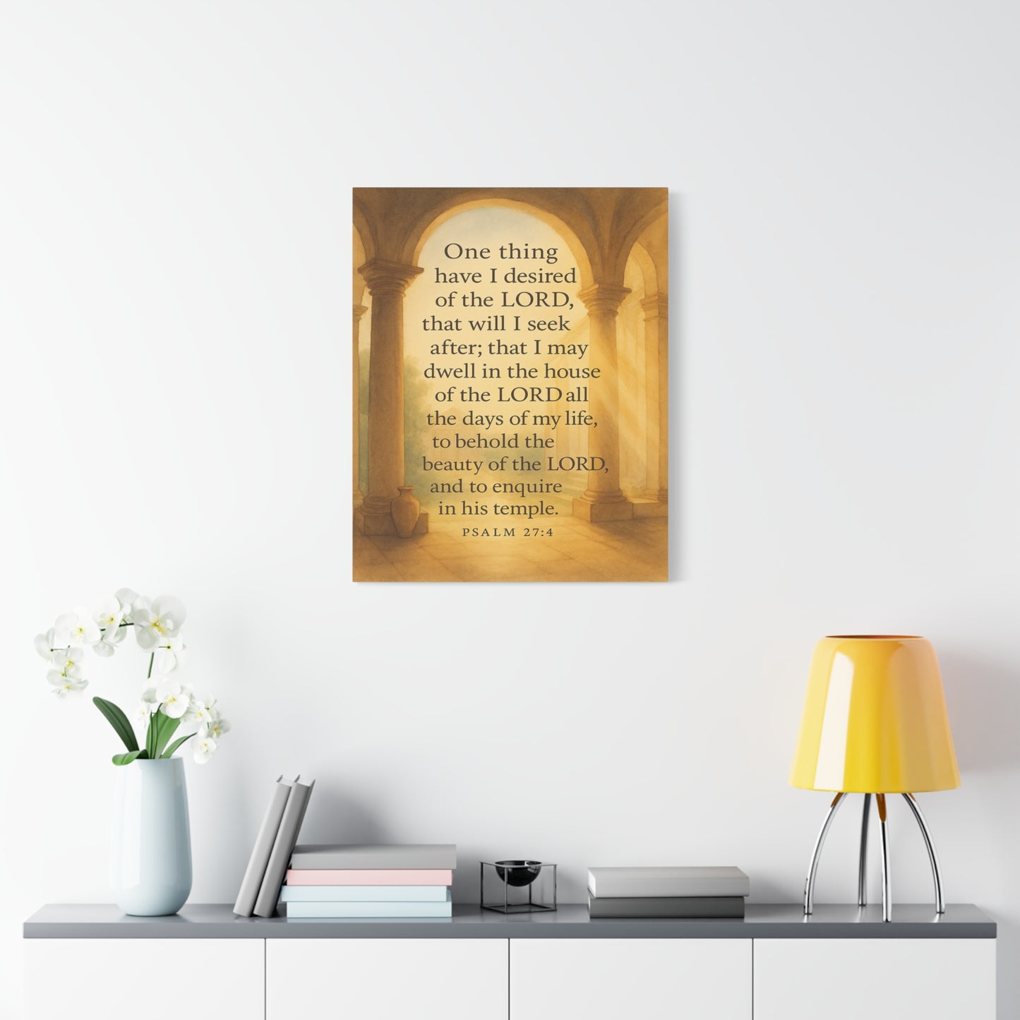 Bible Verse Canvas Psalm 27:4 Christian Home Décor Wall Art Scripture Ready to Hang Faith Print
