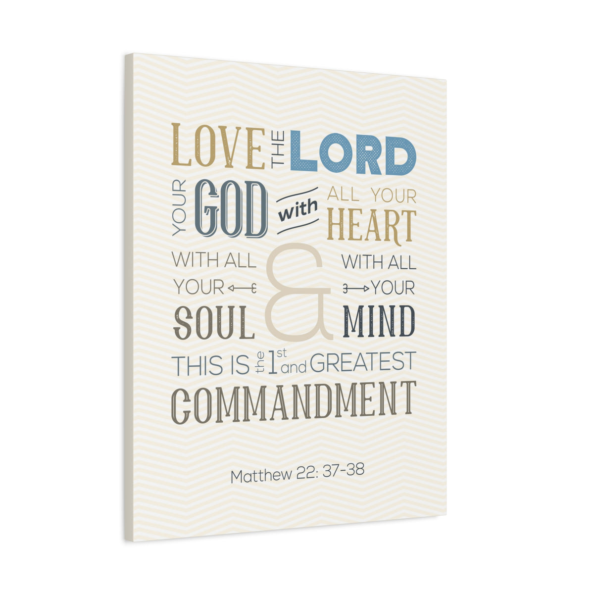 Scripture Canvas Love The Lord Matthew 22:37-38 Christian Wall Art Bible Verse Print Ready to Hang