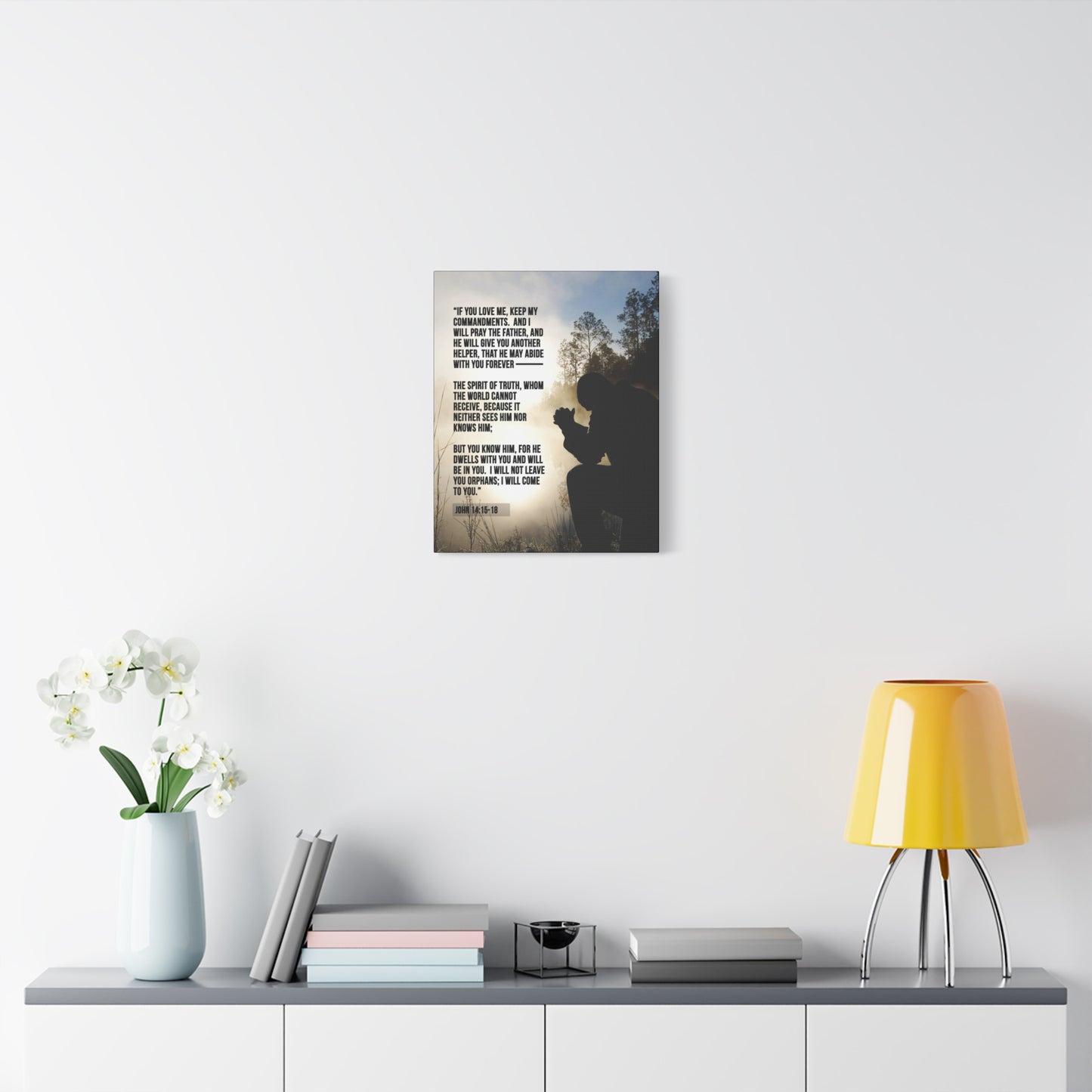 Scripture Canvas Keep my Commandments John 14:15‭-‬18 Christian Wall Art Bible Verse Print Ready to Hang