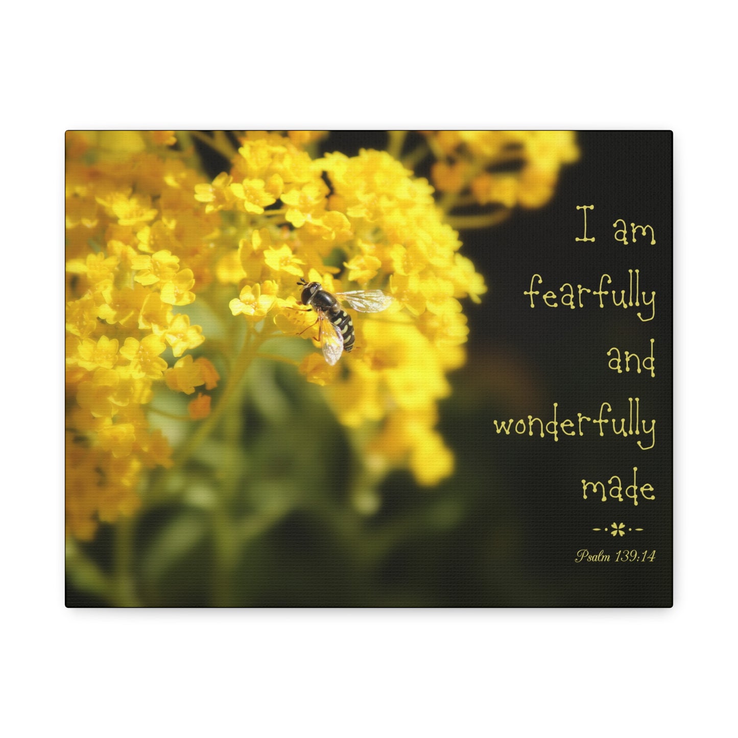 Wonderfully Made Psalm 139:14 Bee Bible Verse Canvas Christian Wall Art Ready to Hang