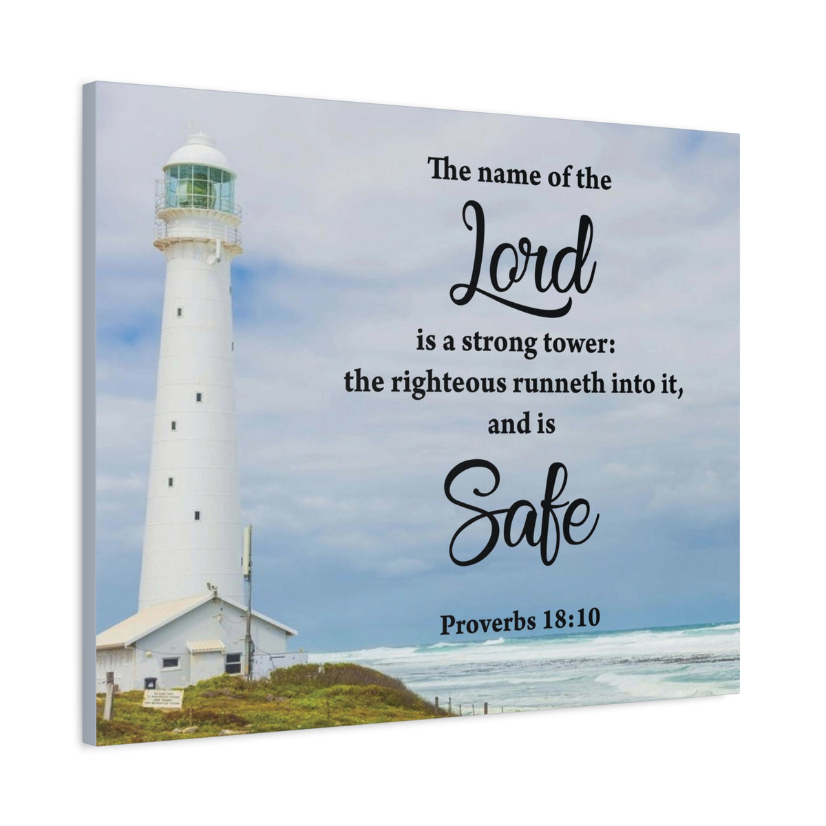 Scripture Canvas The Lord is Safe Proverbs 18:10 Christian Wall Art Bible Verse Print Ready to Hang
