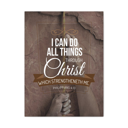 Through Christ Philippians 4:13 Christian Wall Art Bible Verse Print Ready to Hang