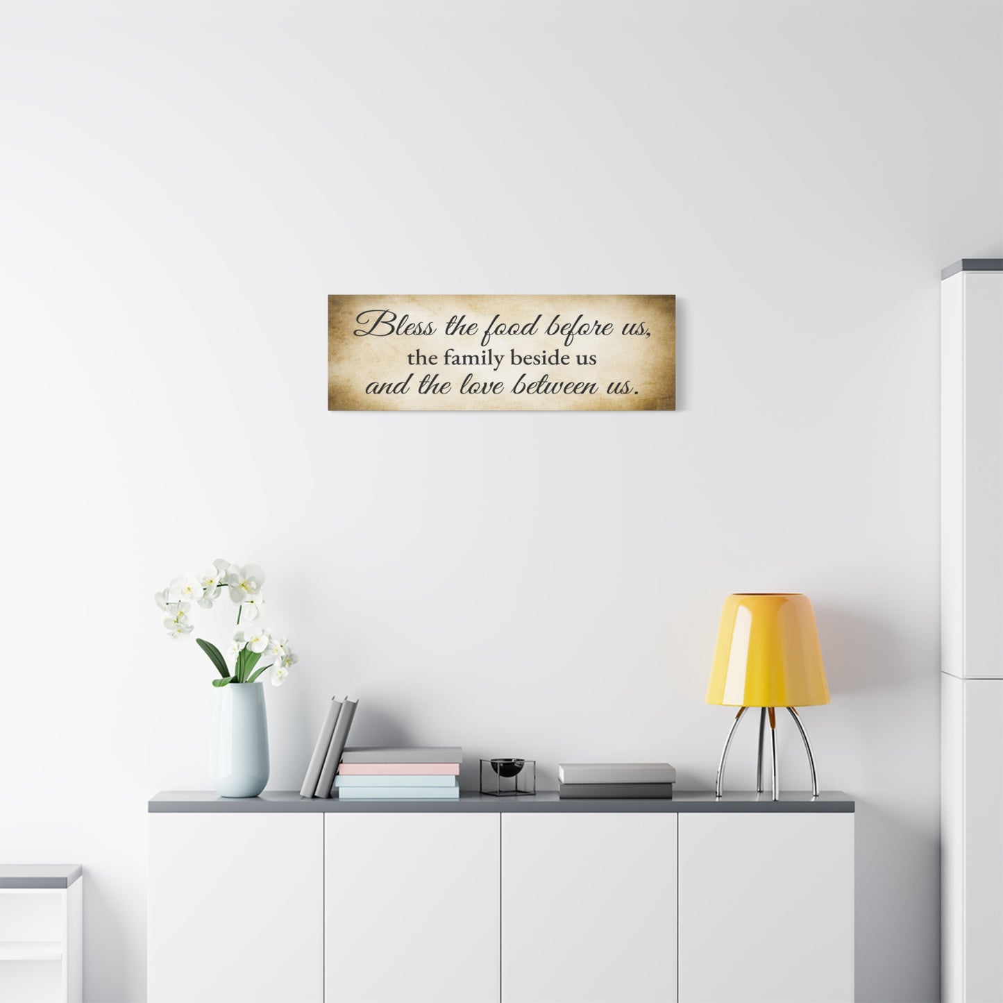 Scripture Walls Bless The Food Gold Bible Verse Canvas Christian Wall Art Ready to Hang Unframed