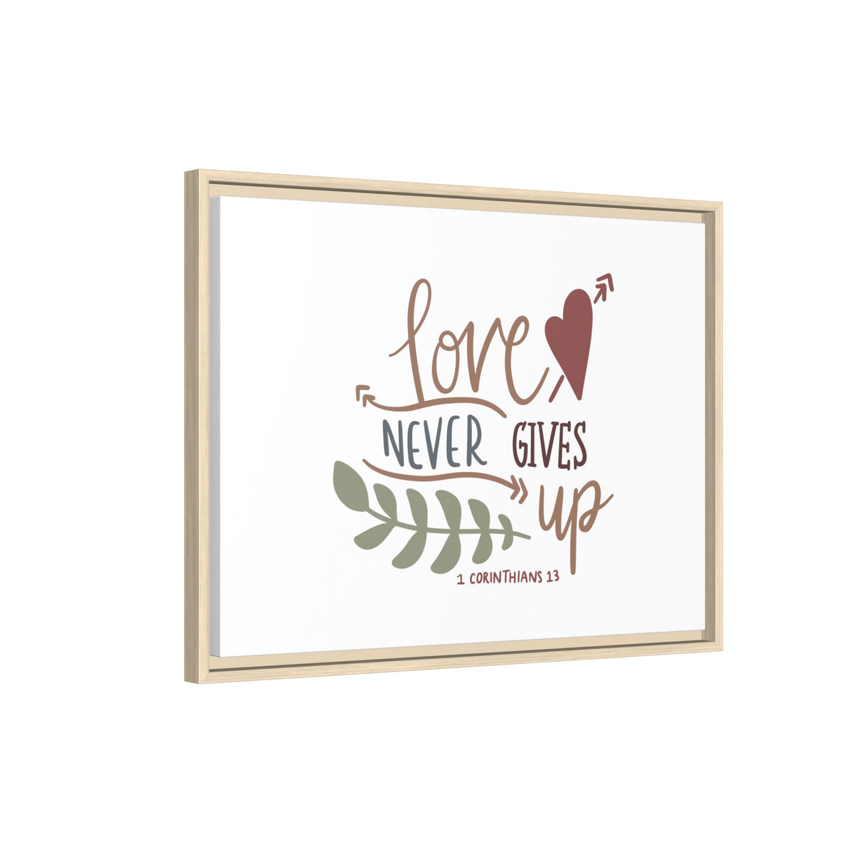 Scripture Canvas Love Never Gives Up 1 Corinthians 13 Christian Wall Art Bible Verse Print Ready to Hang