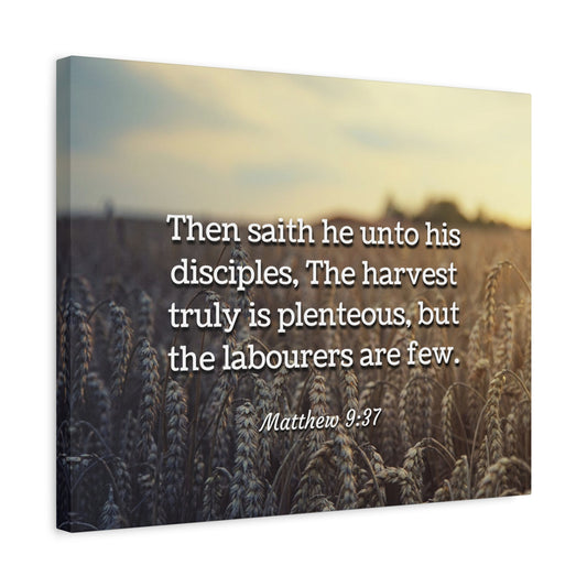 Scripture Canvas Disciples Matthew 9:37 Christian Wall Art Bible Verse Print Ready to Hang