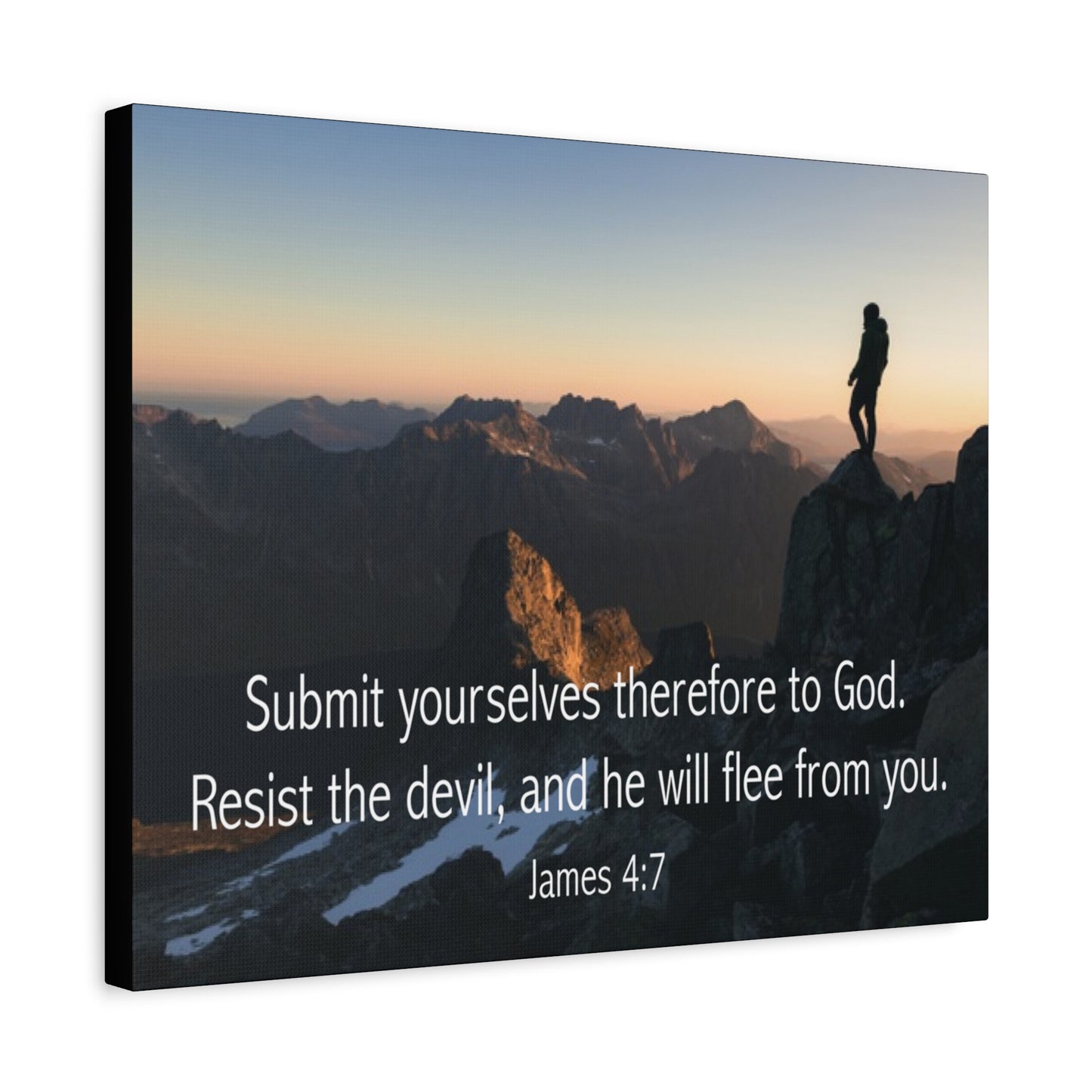 Bible Verse Canvas Resist the Devil James 4:7 Christian Home Décor Wall Art Scripture Ready to Hang Faith Print