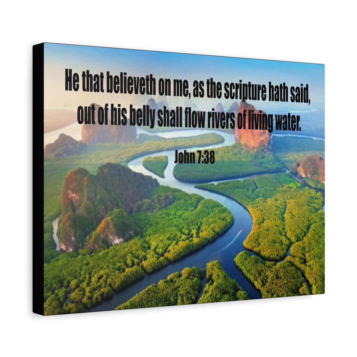 Scripture Canvas Living Water John 7:38 Christian Wall Art Bible Verse Print Ready to Hang