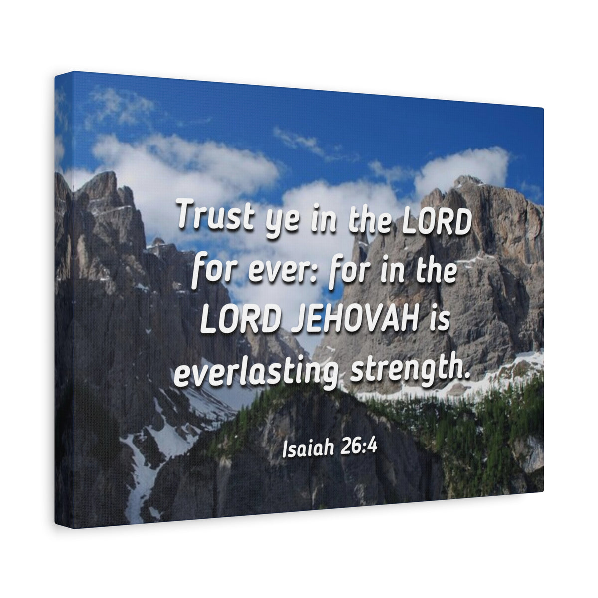 Scripture Canvas Everlasting Strength Isaiah 26:4 Christian Wall Art Bible Verse Print Ready to Hang