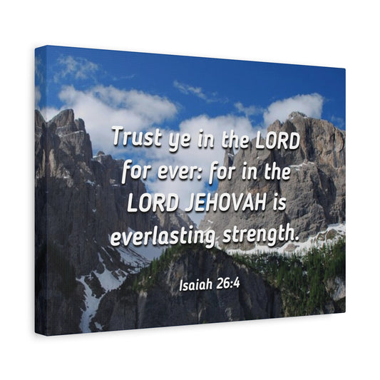 Scripture Canvas Everlasting Strength Isaiah 26:4 Christian Wall Art Bible Verse Print Ready to Hang