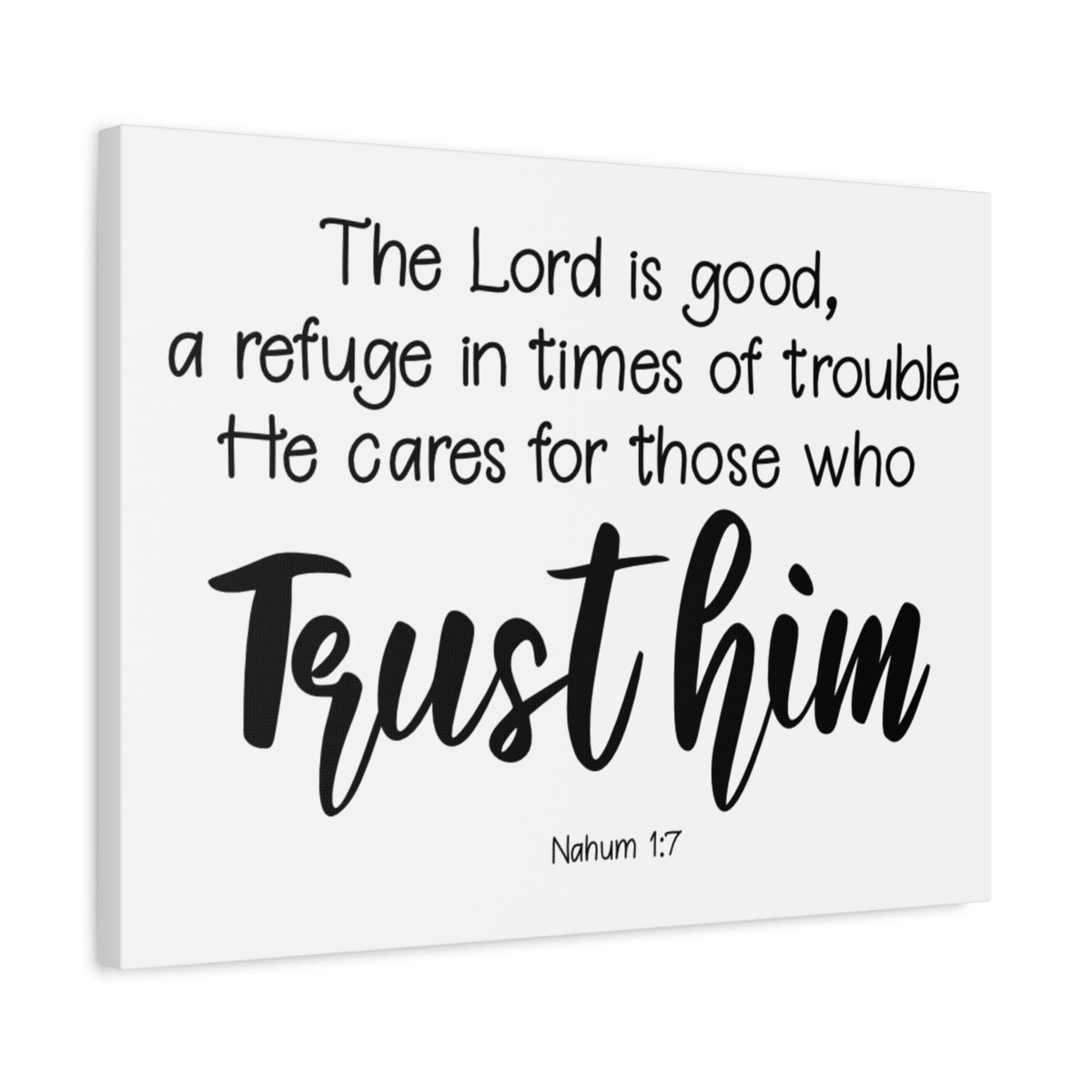 Scripture Canvas Trust Him Nahum 1:7 Christian Wall Art Bible Verse Print Ready to Hang