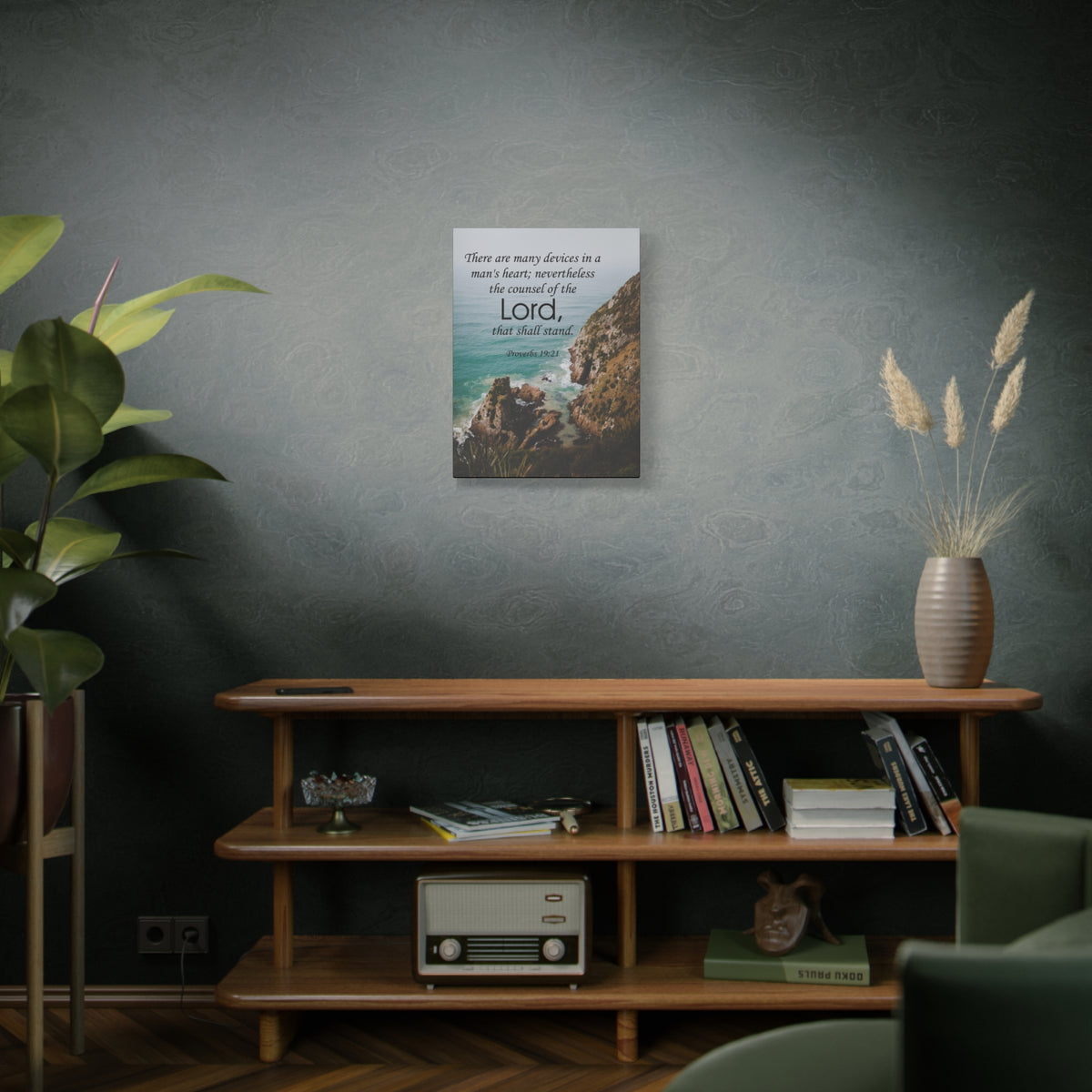 Scripture Canvas The Counsel of The Lord Proverbs 19:21 Christian Wall Art Bible Verse Print Ready to Hang