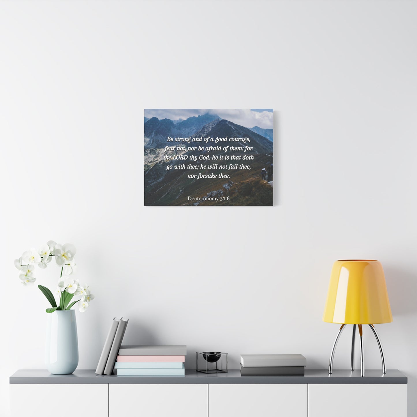 Scripture Canvas Good Courage Deuteronomy 31:6 Christian Wall Art Bible Verse Print Ready to Hang