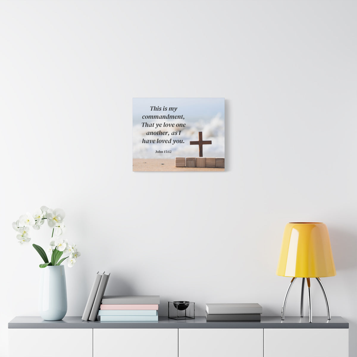 Scripture Canvas My Commandment John 15:12 Christian Wall Art Bible Verse Print Ready to Hang
