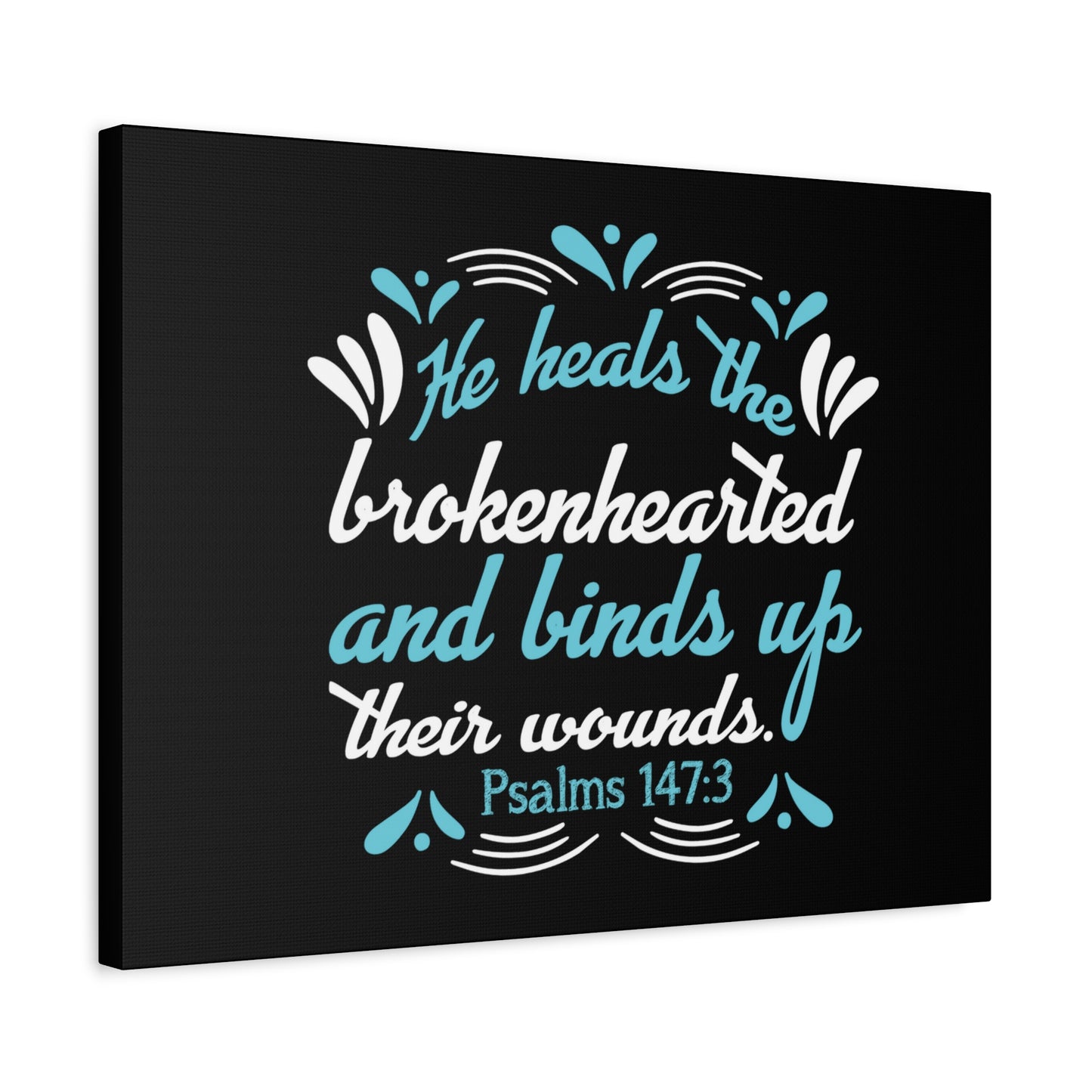 Scripture Canvas He Heals Psalms 147:3 Christian Wall Art Bible Verse Print Ready to Hang