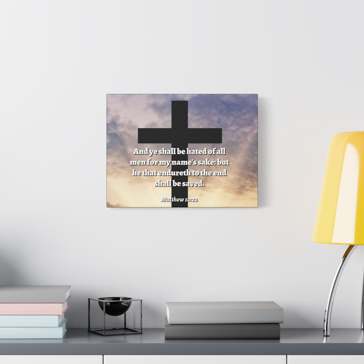 Scripture Canvas To The End Matthew 10:22 Christian Wall Art Bible Verse Print Ready to Hang