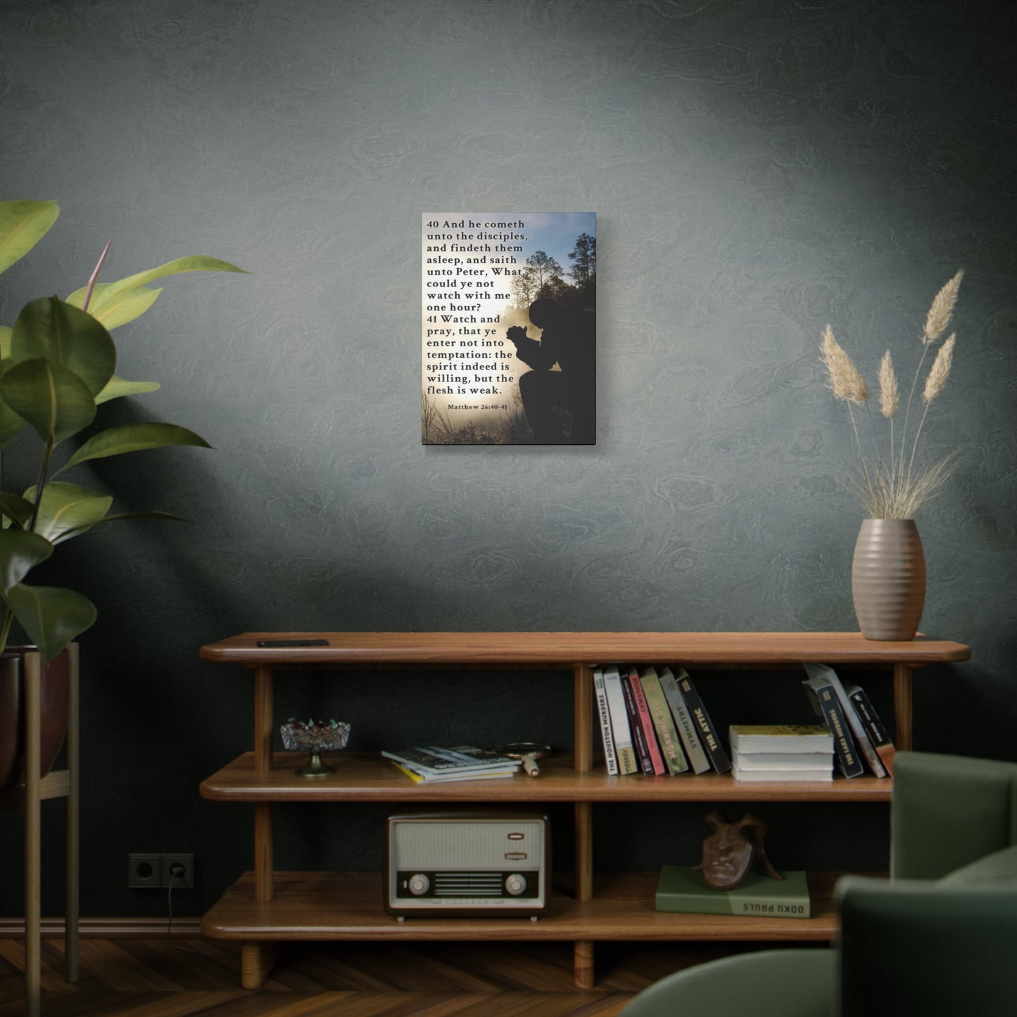 Matthew 26:40-41 Watch and Pray Bible Verse Canvas – Christian Wall Art, Ready to Hang