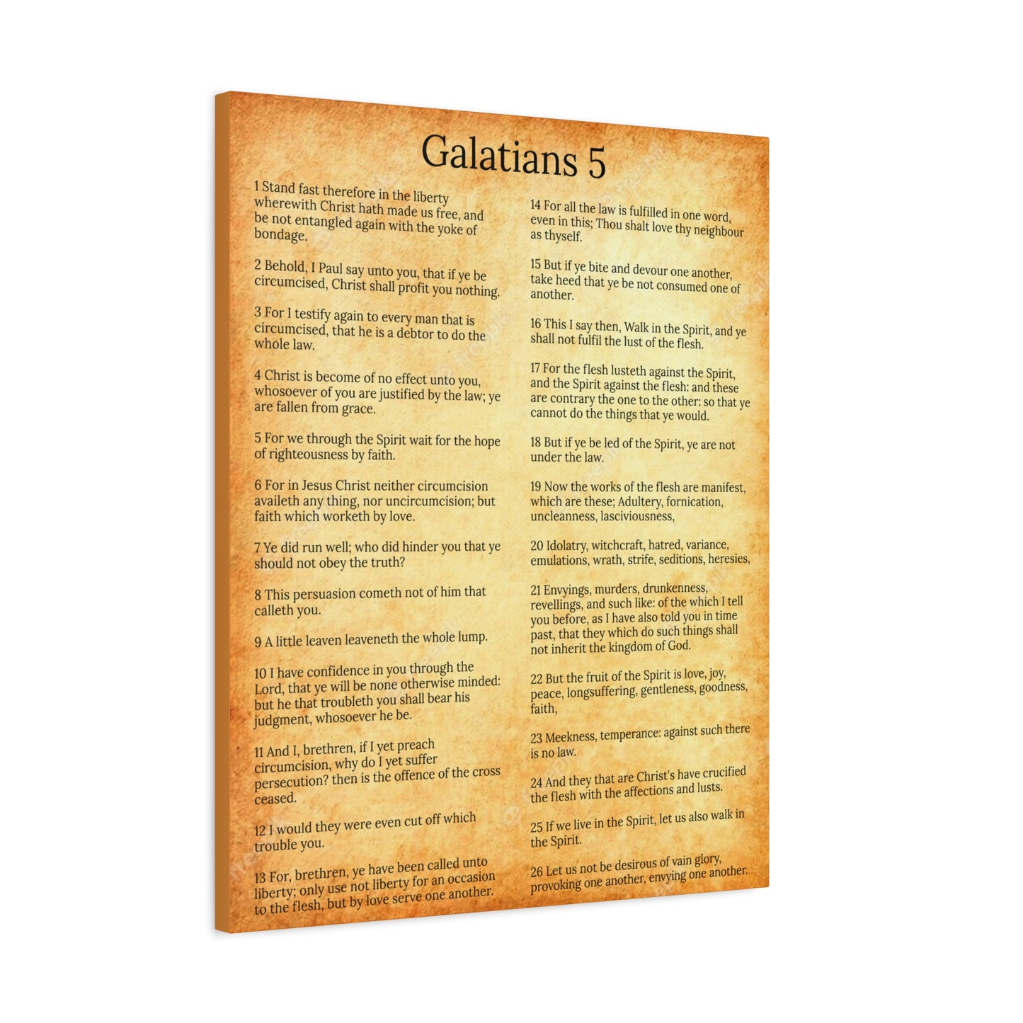 Scripture Walls Galatians 5 Chapter Gold Fruit of the Spirit Christian Wall Art Print Ready to Hang Unframed