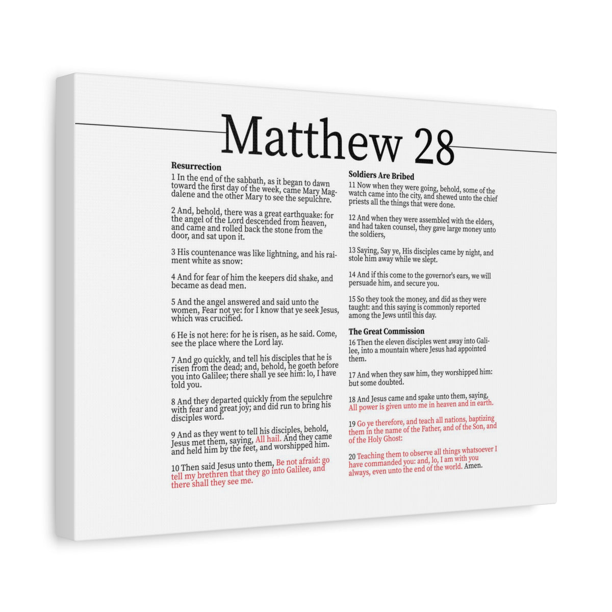 Scripture Canvas Resurrection Of Christ Matthew 28 Christian Wall Art Bible Verse Print Ready to Hang