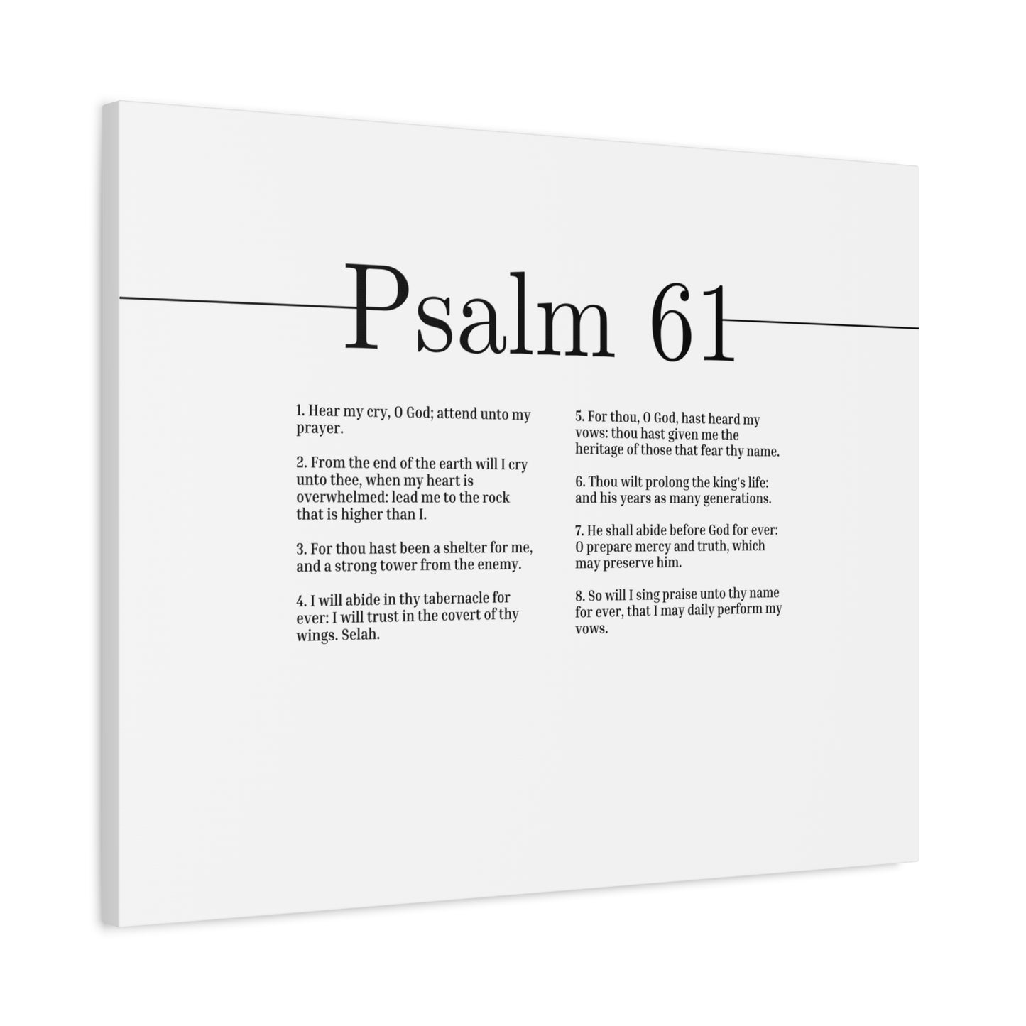 Scripture Canvas Hear My Cry, O God Psalm 61 Christian Wall Art Bible Verse Print Ready to Hang