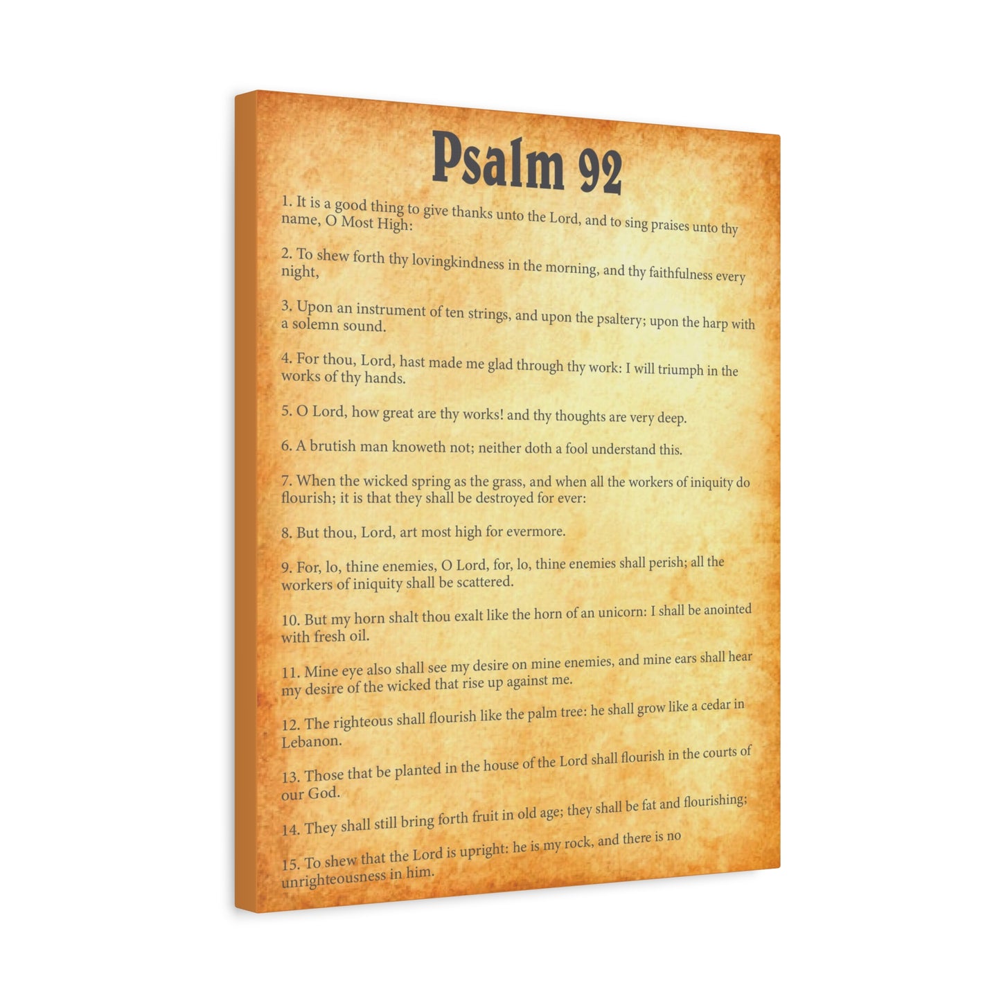 Scripture Walls Psalm 92 Gold Bible Chapter Canvas Christian Wall Art Ready to Hang Unframed