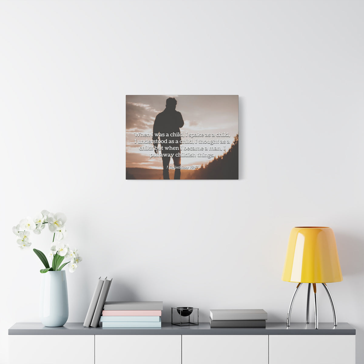 Scripture Canvas Childish Things 1 Corinthians 13:11 Christian Wall Art Bible Verse Print Ready to Hang