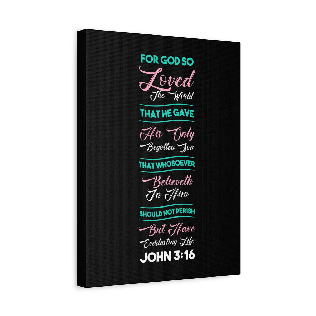 Scripture Canvas Everlasting Life John 3:16 Christian Wall Art Bible Verse Print Ready to Hang