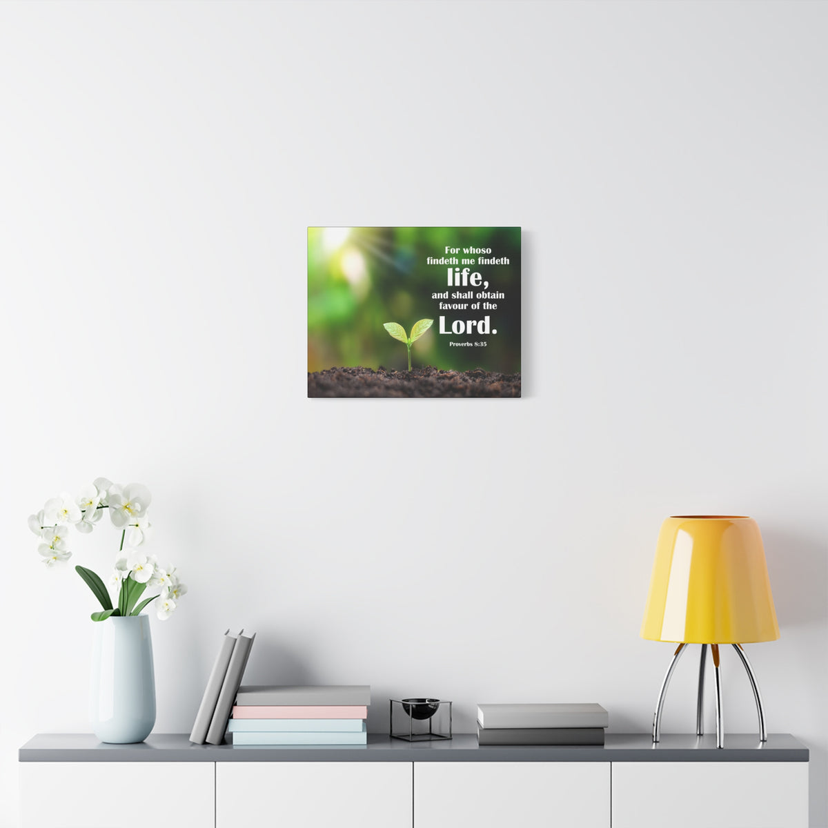 Scripture Canvas Favour of The Lord Proverbs 8:35 Christian Wall Art Bible Verse Print Ready to Hang