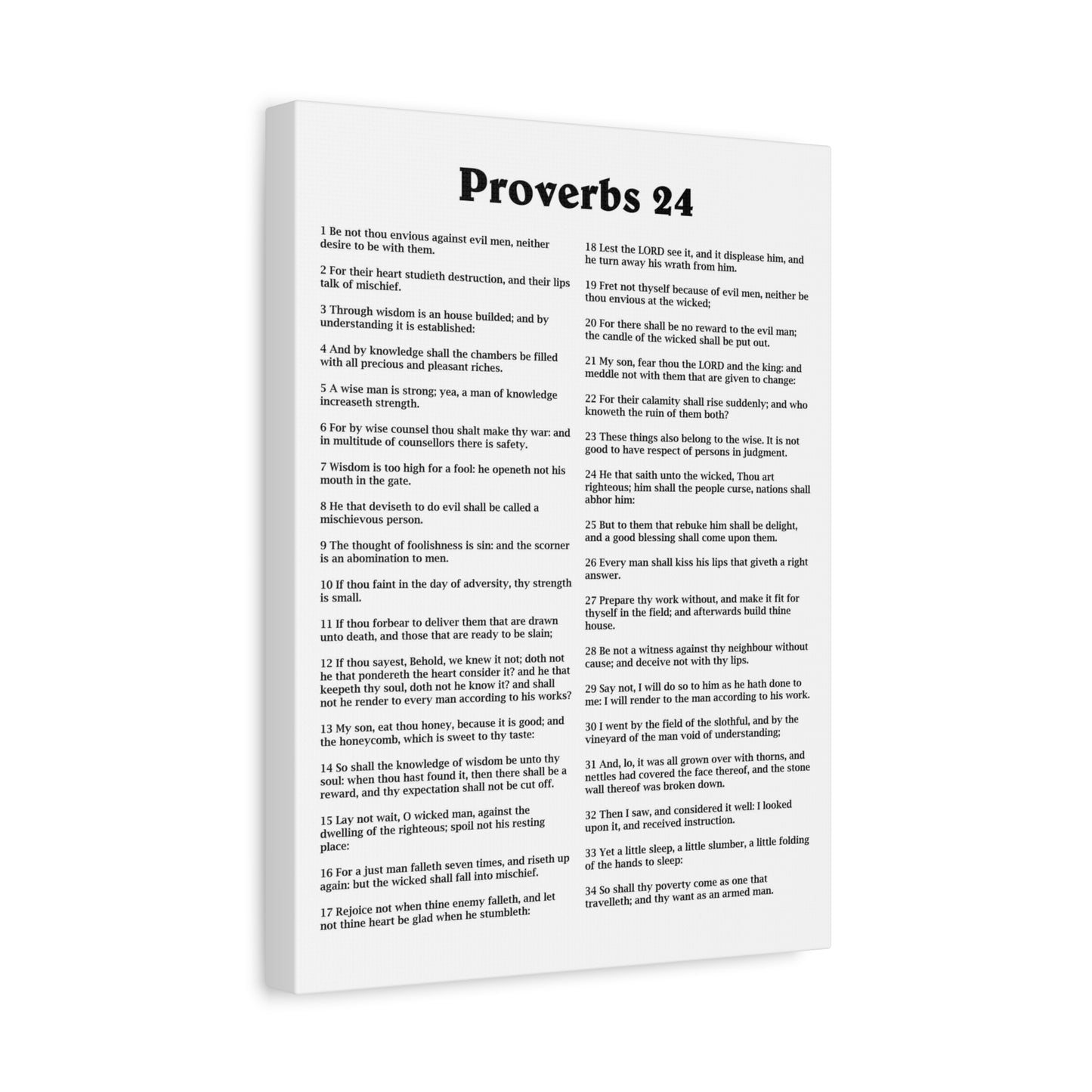 Scripture Walls Proverbs Chapter 24 White Bible Canvas Christian Wall Art Ready to Hang Unframed