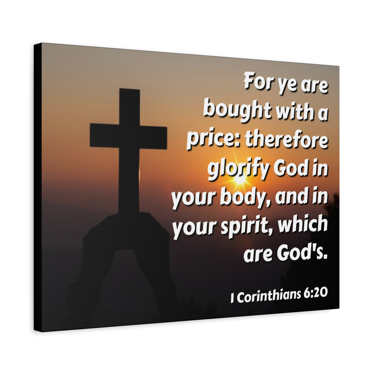 Scripture Canvas Glorify God 1 Corinthians 6:20 Christian Wall Art Bible Verse Print Ready to Hang