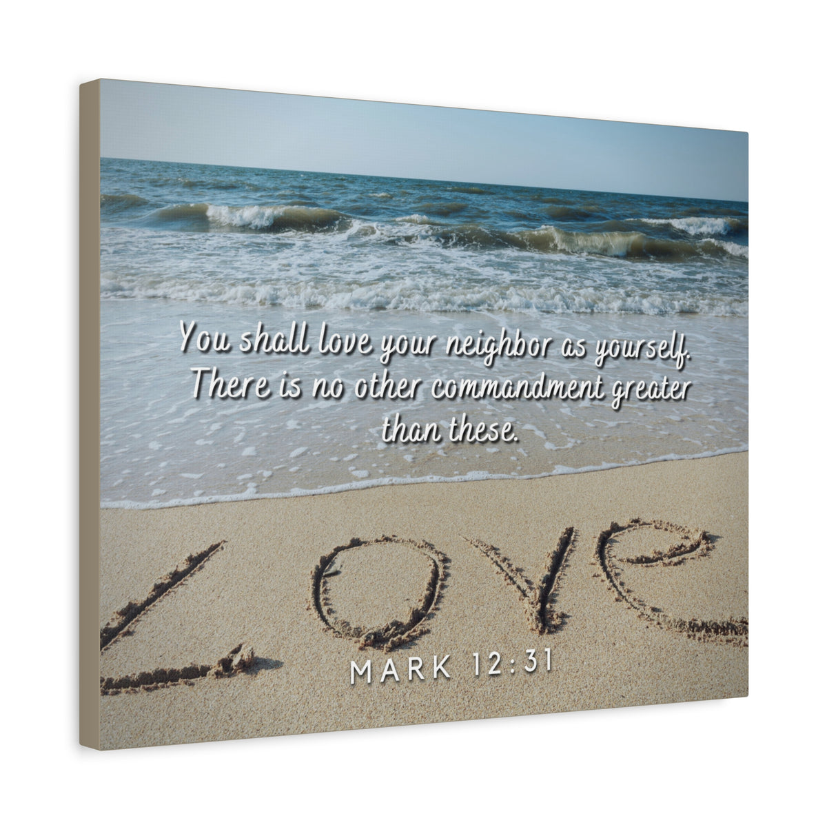 Scripture Canvas Love Your Neighbor Mark 12:31 Christian Wall Art Bible Verse Print Ready to Hang