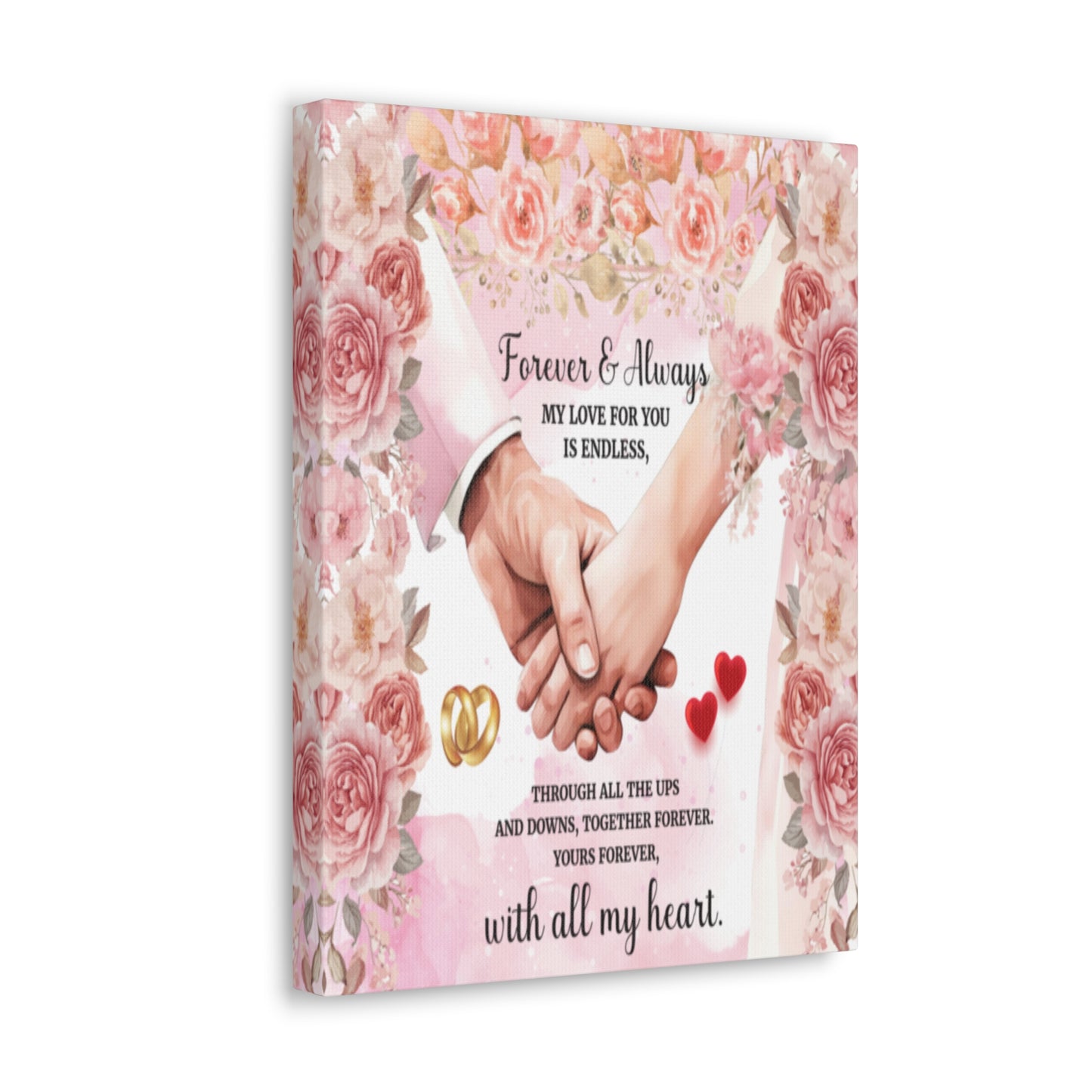 To My Wife Forever & Always Floral Canvas Wall Art – Romantic Wedding & Anniversary Gift