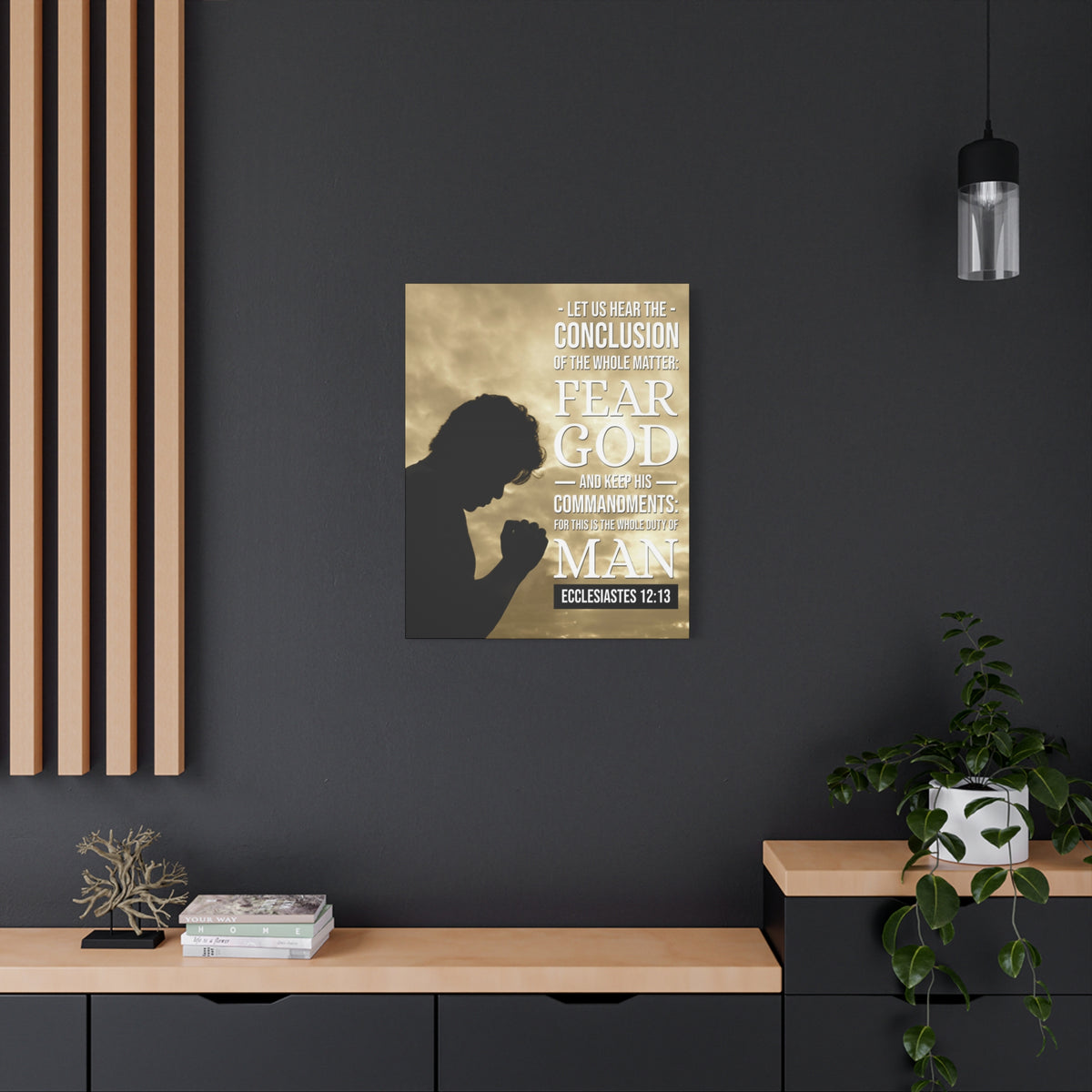 Scripture Canvas Conclusion Ecclesiastes 12:13 Christian Wall Art Bible Verse Print Ready to Hang