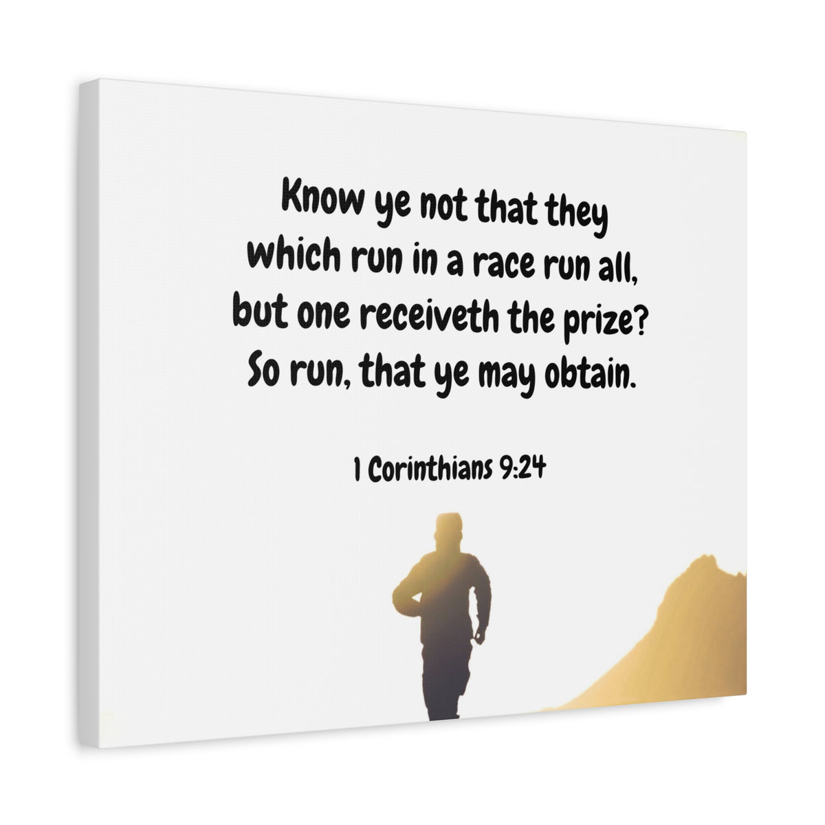 Scripture Canvas Obtain 1 Corinthians 9:24 Christian Wall Art Bible Verse Print Ready to Hang