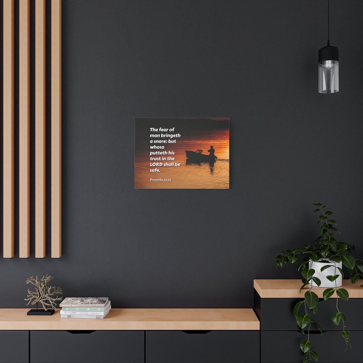 Scripture Canvas Fear Of Man Proverbs 29:25 Christian Wall Art Bible Verse Print Ready to Hang