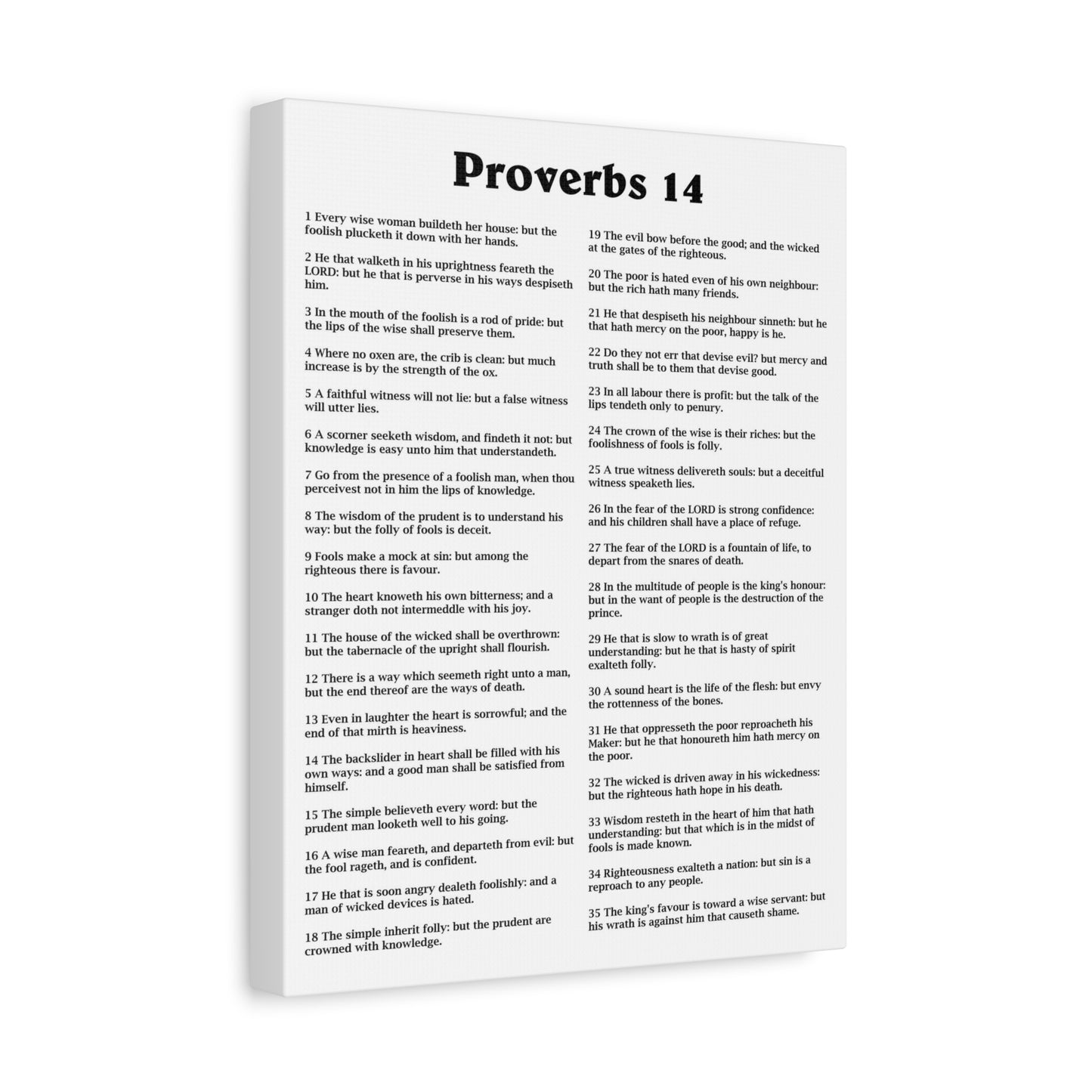 Scripture Walls Proverbs Chapter 14 White Bible Canvas Christian Wall Art Ready to Hang Unframed