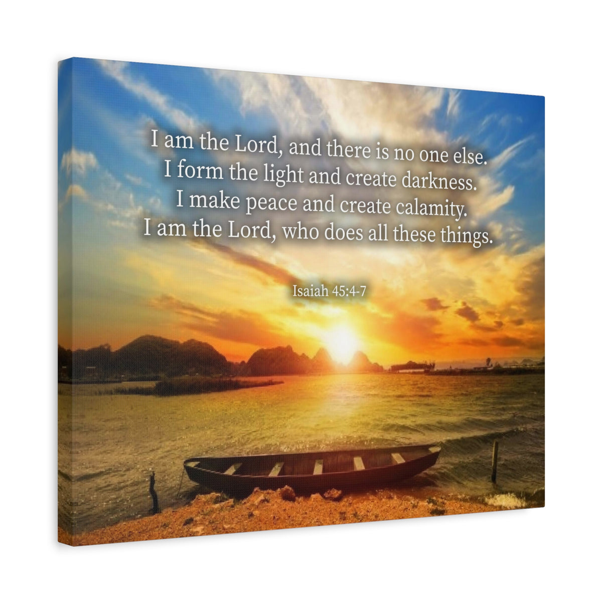 Scripture Canvas Create Calamity Isaiah 45:6-7 Christian Wall Art Bible Verse Print Ready to Hang