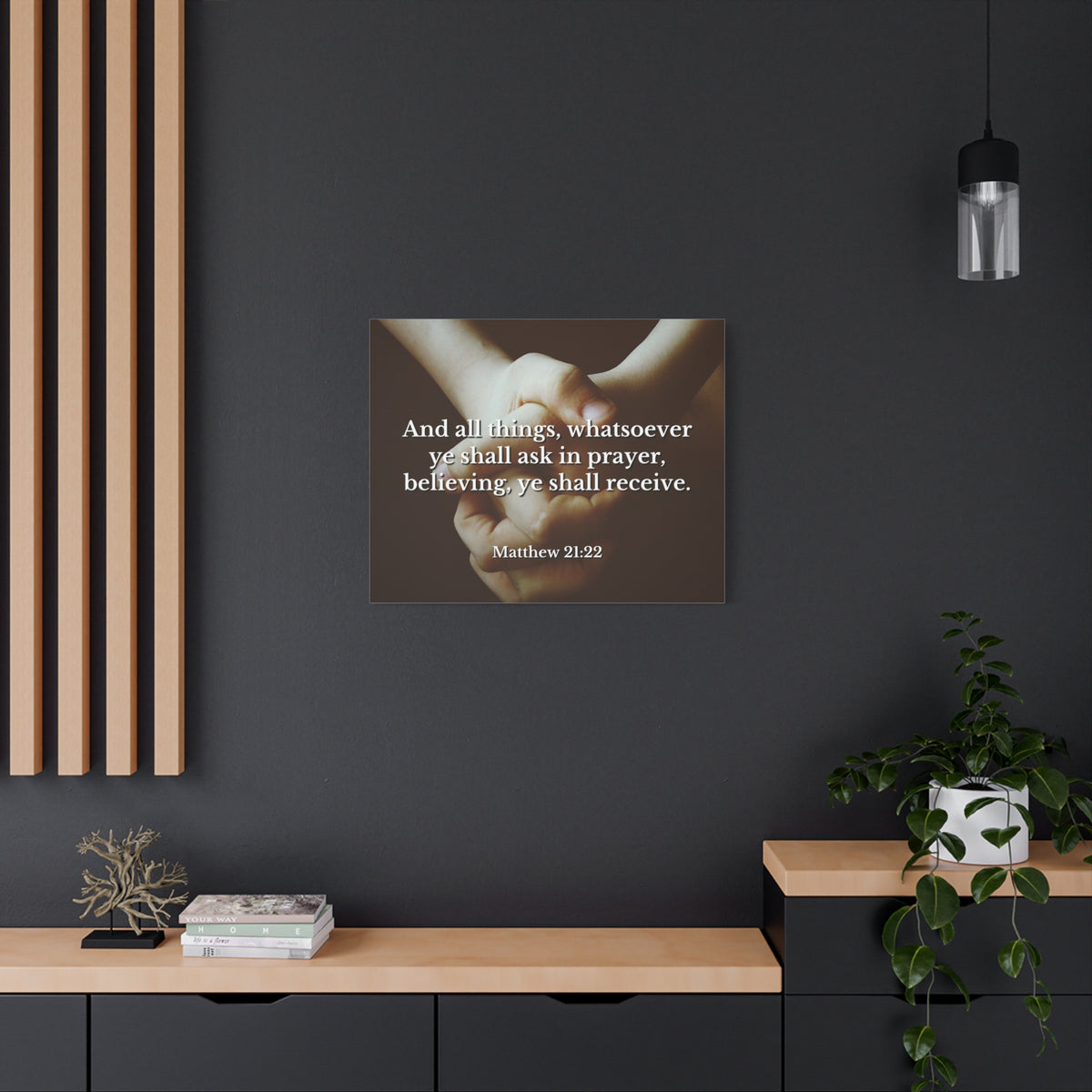 Scripture Canvas Believing Matthew 21:22 Christian Wall Art Bible Verse Print Ready to Hang